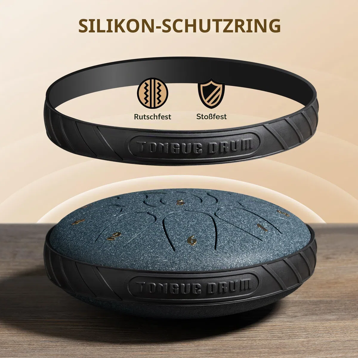 CAHAYA Steel Tongue Drum 6 Zoll 11 Töne: Zungentrommel Schlagzeug Anfänger, Handpan mit Notenbuch, Trommelstöcken, Steel Pan Töne Drum Schlaginstrument für Meditation Yoga, Dunkelblau CY00373-1