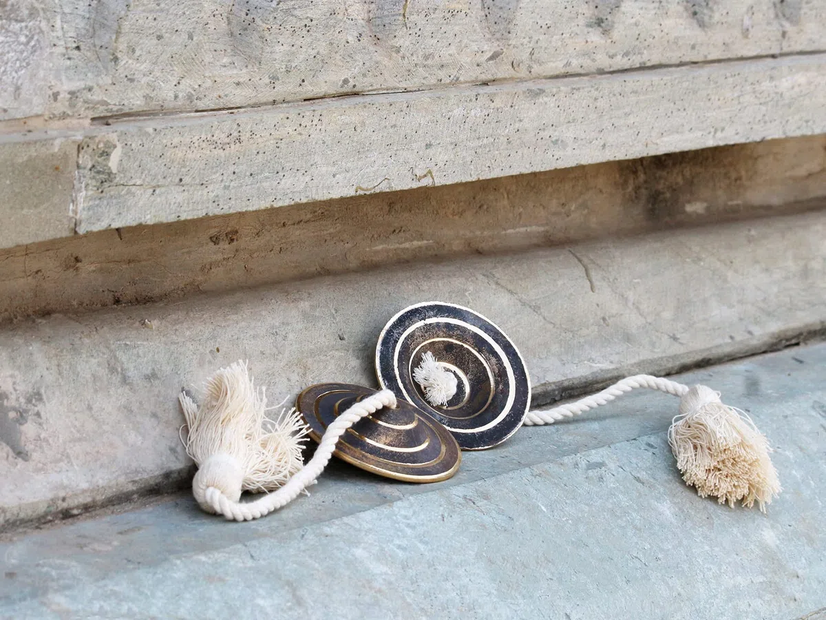 De Kulture Handmade Pure Kansa Manjeera Percussion Instrument Indian Cymbal Clapper Bell For Religious Ceremonies Bhajans Healing