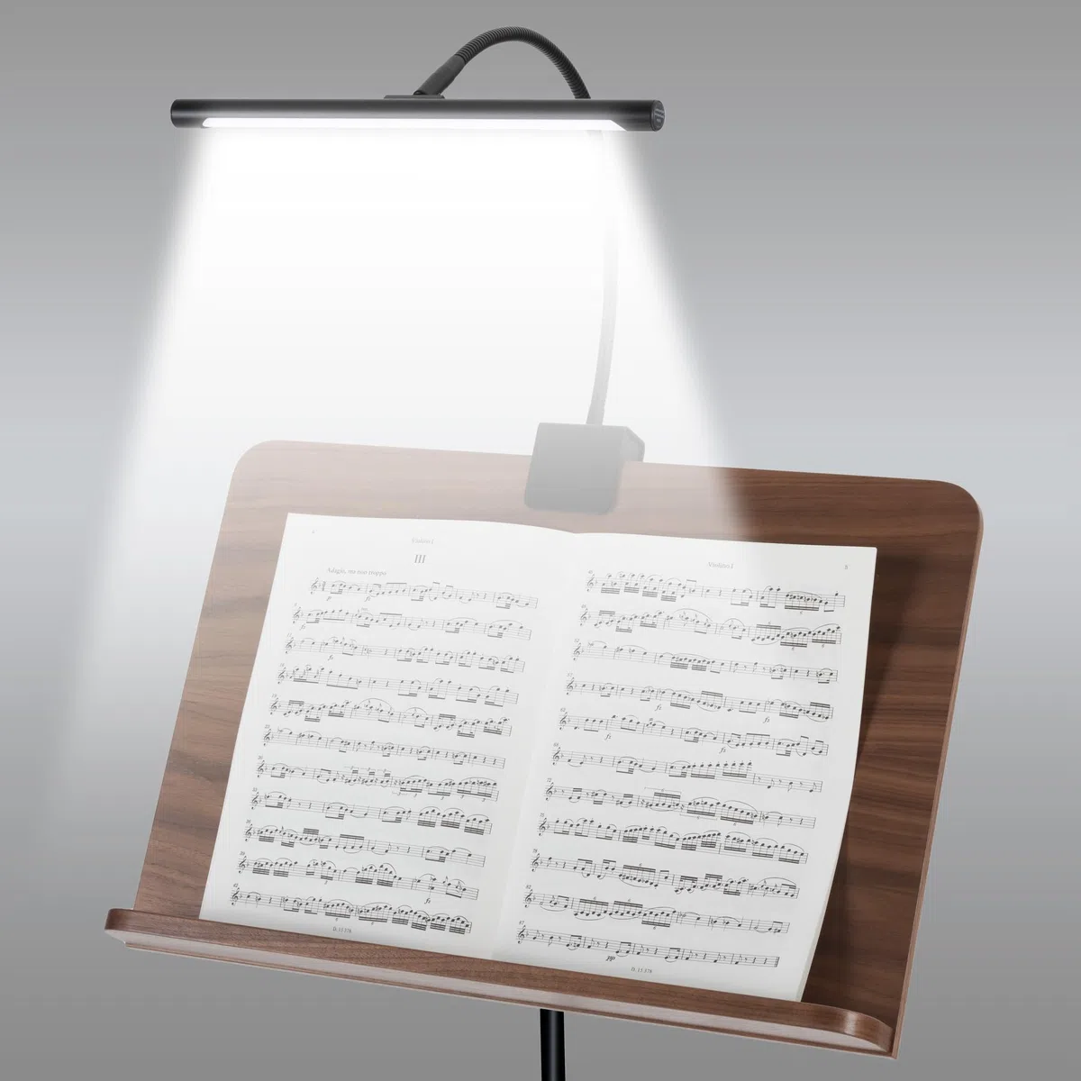 Classic Cantabile SM Orchesterleuchte für Notenpult - Dimmbare Klemmlampe LED mit Memory-Funktion - Tischlampe mit Schwanenhals - Warm-weißes Licht, 78 LEDs - Notenpultleuchte - Klavierlampe Schwarz