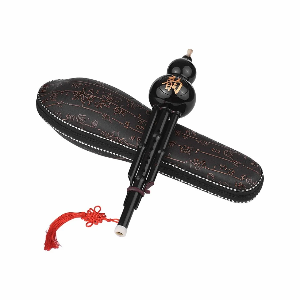 Hulusi,KOCAN Chinesisches traditionelles Instrument Hulusi Flöten-Flaschen-Kürbis-Silk C-Schlüssel Harz-Material mit chinesischem Knoten Tragetasche für Anfänger-musikalisches