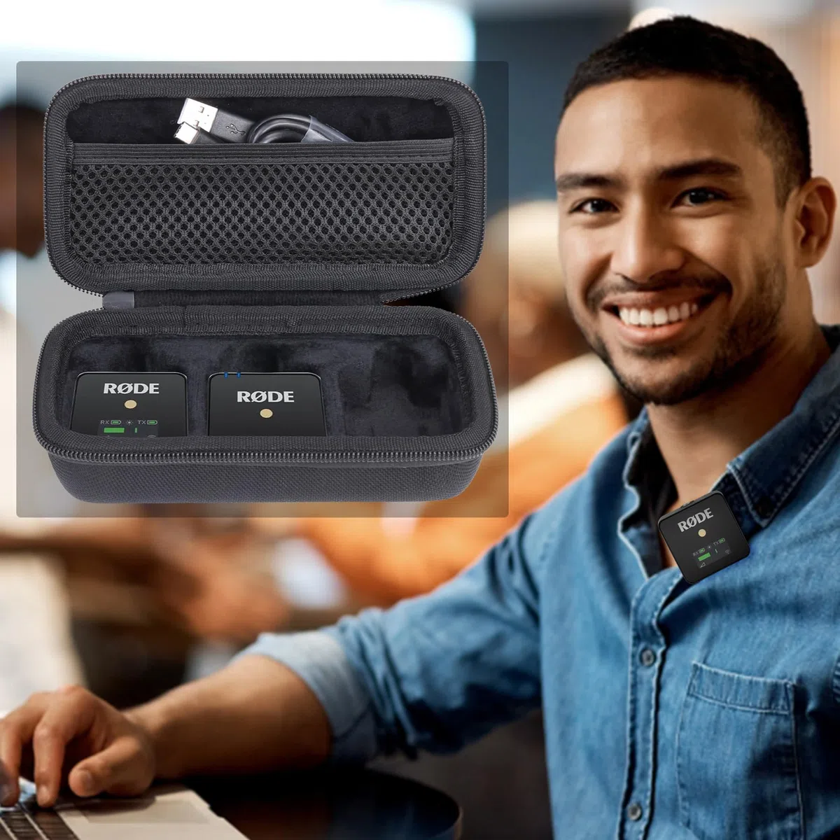Aenllosi für RØDE Rode Wireless ME/GO gen 3 /GO gen 2 Hartschalen-Tragetasche, Schwarz, nur Tasche