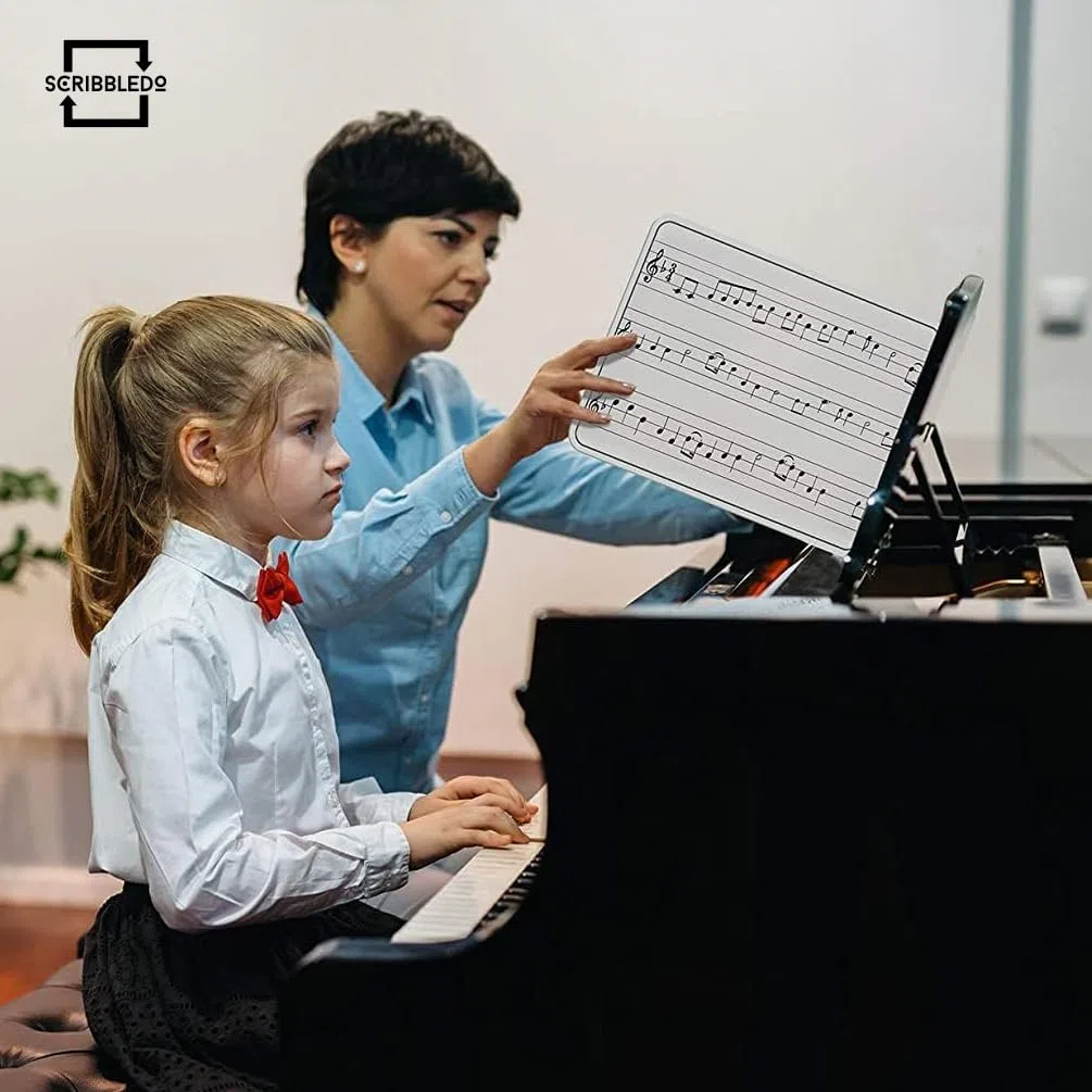 2 Pack Dry Erase Music Staff Lap Whiteboard 9"X12" l Write Musical Notes and More (Double Sided White Board)