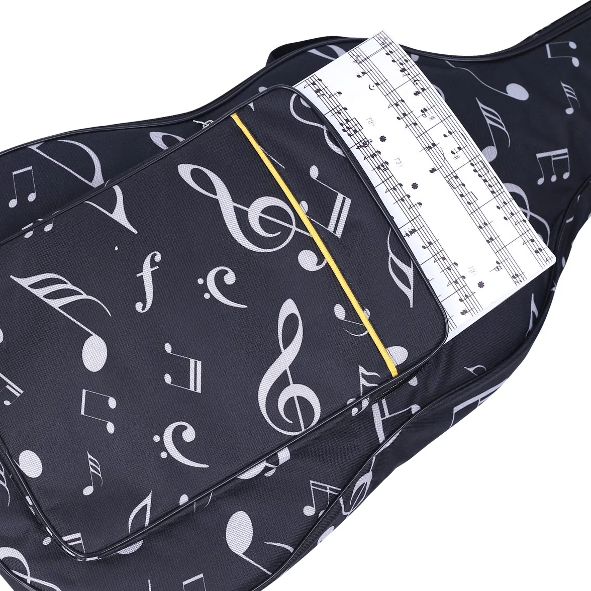 KingPoint-Oxford-Gitarren-Tasche - gepolstert. Passt für die Größe 39/40/41 - mit doppelt verstellbaren Schulter-Rucksackriemen. Music Notes Pattern
