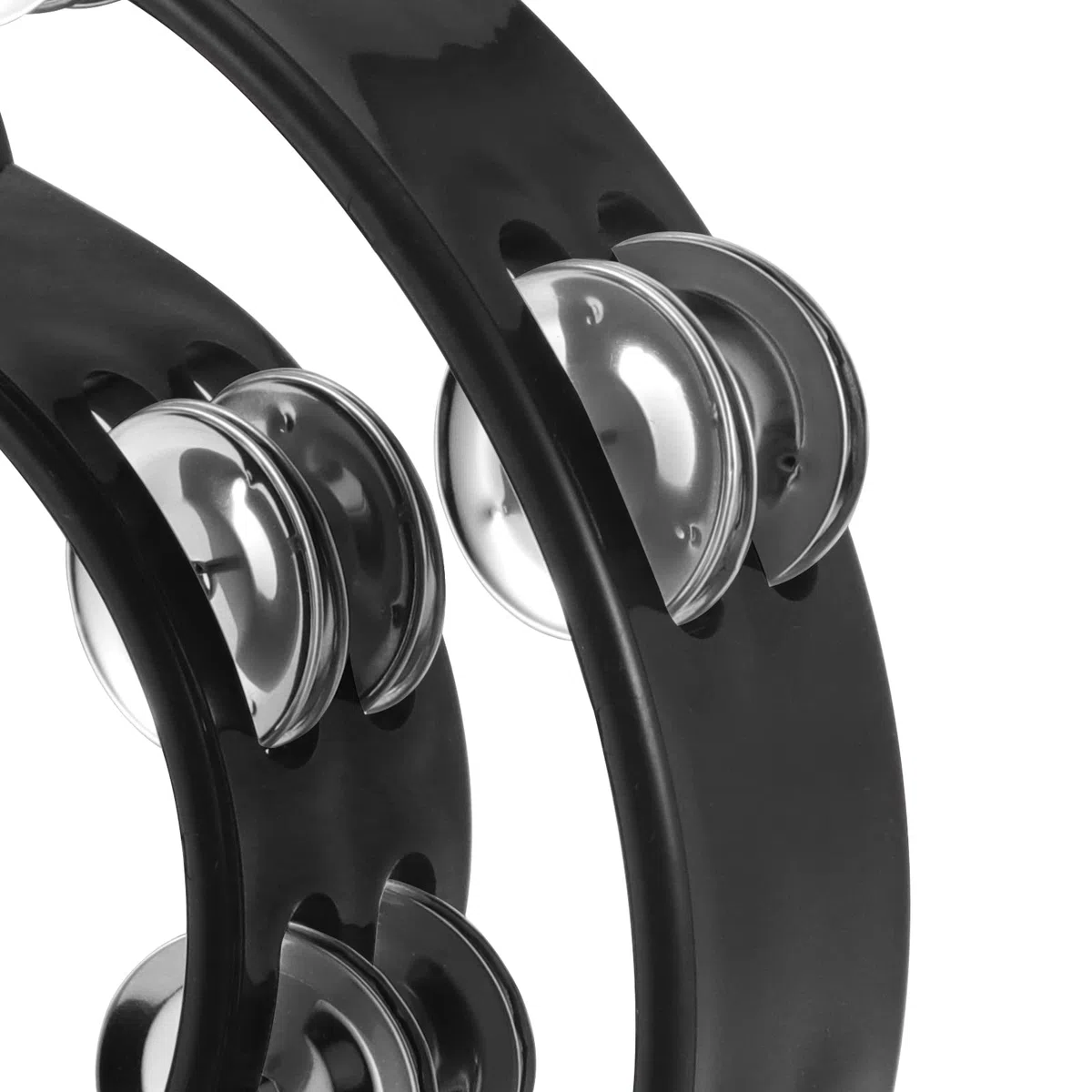 4 Stück Tambourine Schwarz, Plastik Zweireihiges Jingles Tamburin Percussion Instrument mit 40 Schellen, Hand Tamburin Halbmond für Party Unterhaltung
