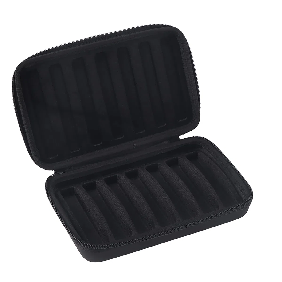 Mundharmonika-Etui, Tragetasche, Aufbewahrungstasche, Etuis und Taschen für 7 Mundharmonikas, PU-Leder, Schwarze Mundharmonika mit Reißverschluss