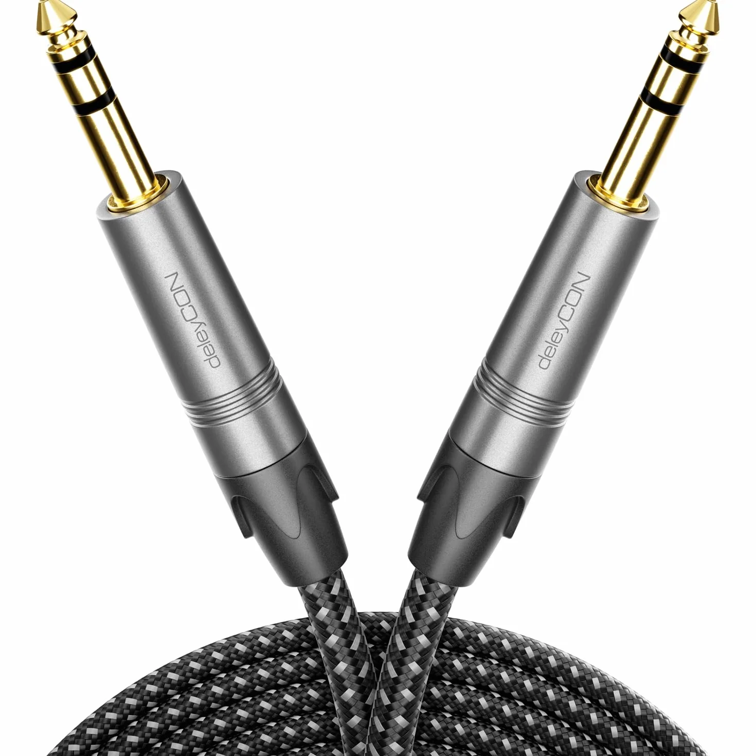 deleyCON 15m Instrumentenkabel Klinkenkabel 6,35mm auf 6,35mm Klinke TRS (Stereo) AUX - Studio Qualität - aus reinem OFC Kupfer (AWG24) - für Verstärker Mixer E-Gitarre Bass Keyboard