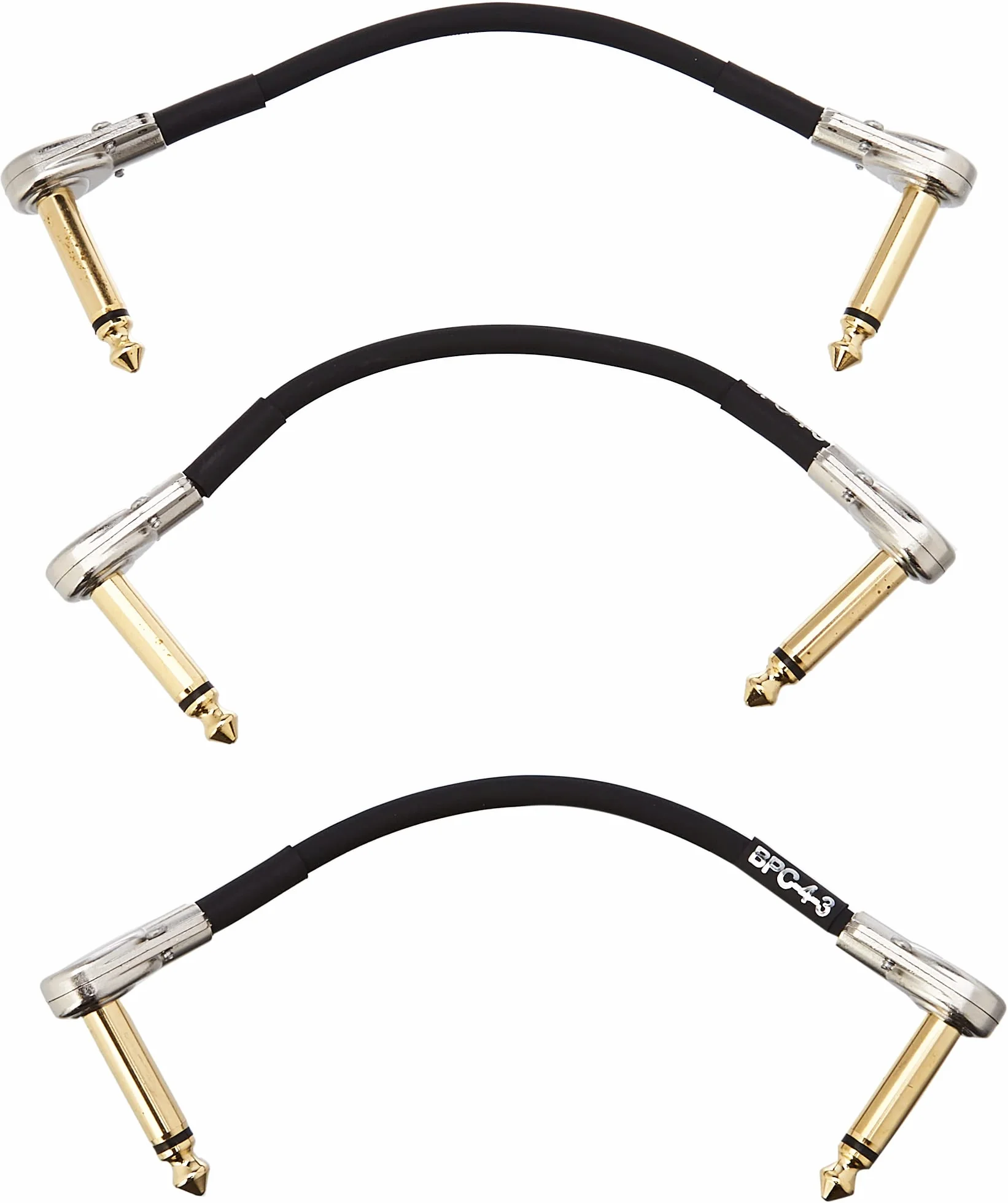 BOSS BPC-4-3 – 3er-PACK, Länge: 10 cm – Platzsparendes Patch-Kabel für Pedale mit schlanken Pancake-Steckern