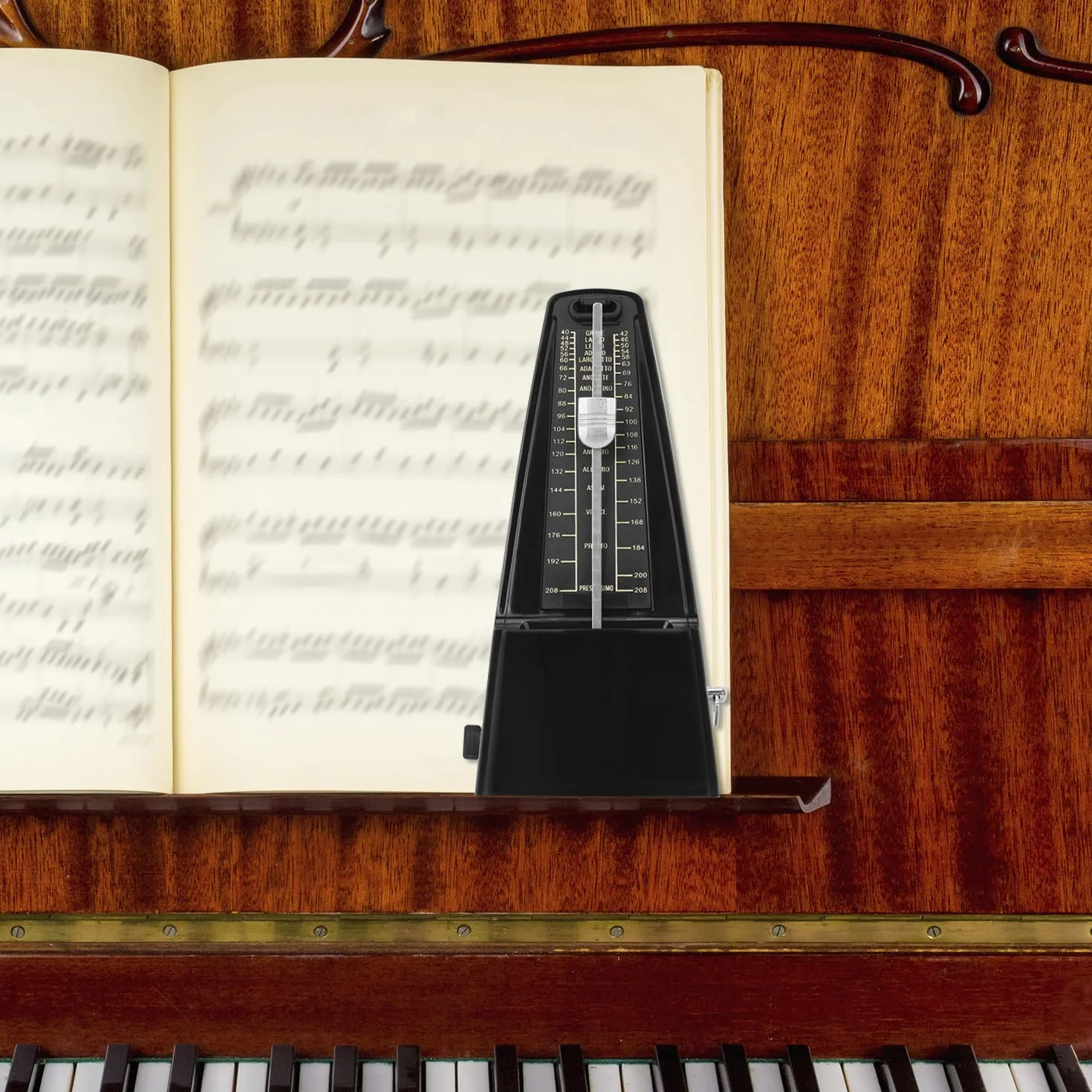 QWORK® Mechanisches Metronom mit Glocke, Lautstärke, Geschwindigkeitseinstellung, für Klavier, E-Gitarre, Bass, Violine, Schlagzeug