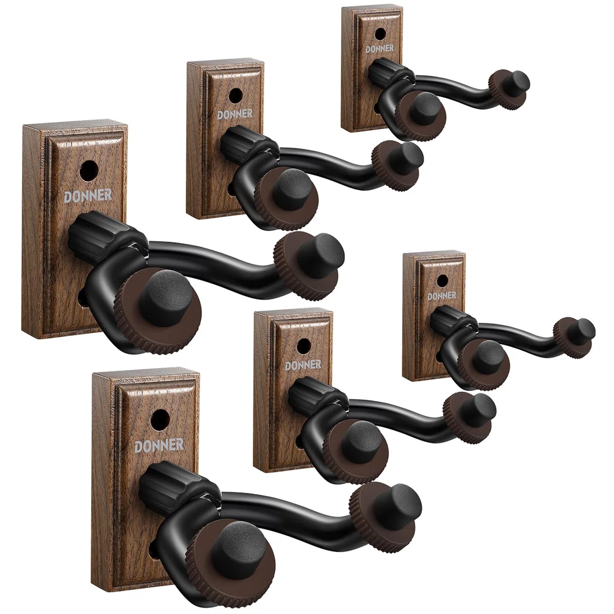 Donner Gitarrenwandhalter, Schwarznuss Gitarren Wandhalterung Gitarrenhalterung Gitarrenhalter Wand Für Gitarre, Bass, Ukulele, Banjo, Mandoline (6 Stück)