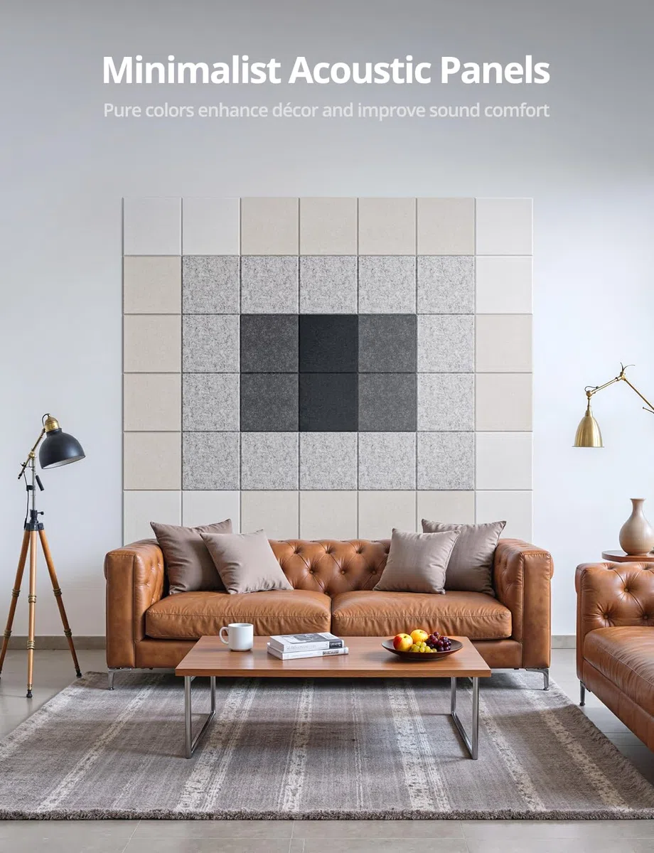 Kuchoow Akustikplatten Selbstklebend Schallabsorber Wand, 12 Stück Quadratisch Filz Wandpaneele Absorber Akustik für Büro, Studio, Decke, Akustische Behandlung Wanddekoration 30x30x0,9 cm Schwarz