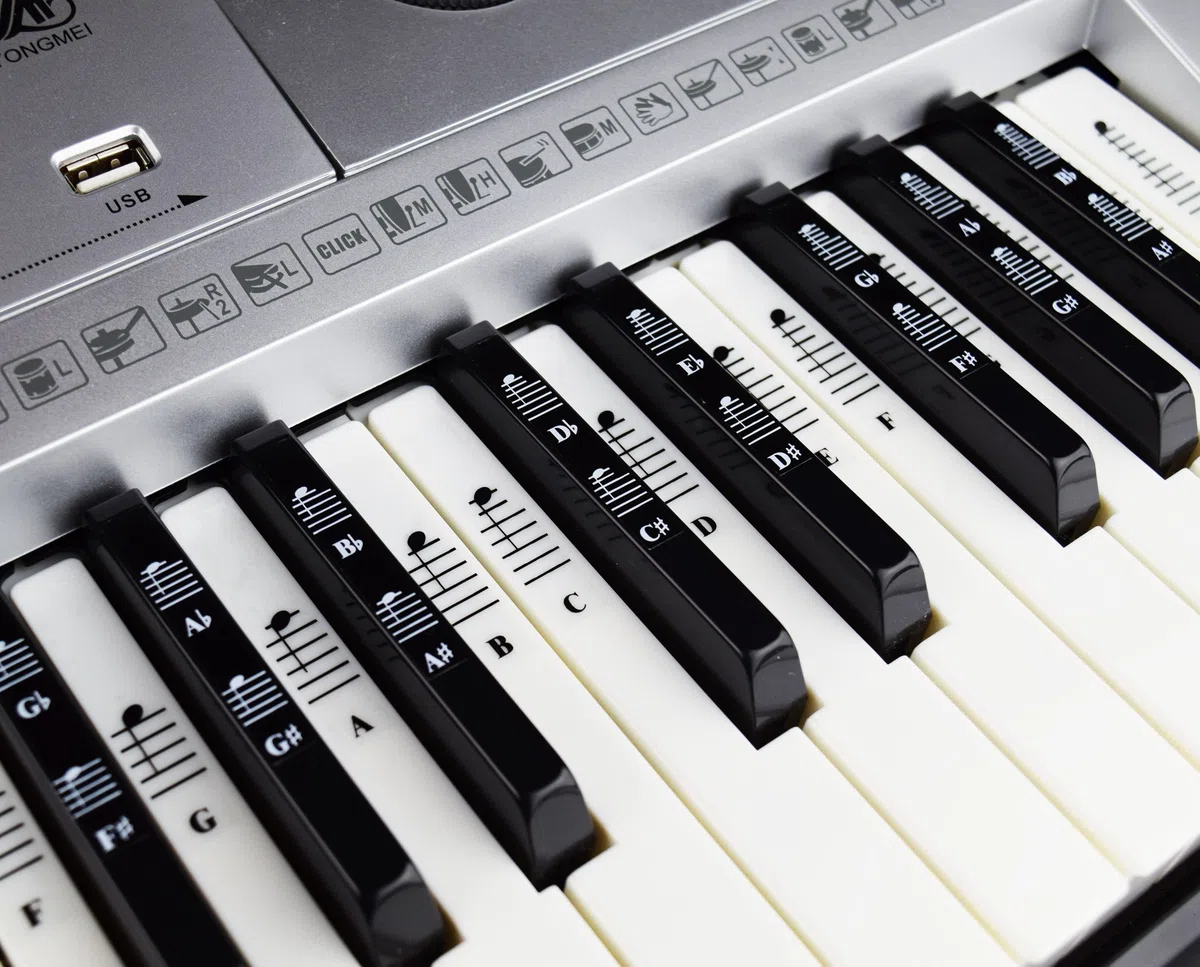 Klavier und Keyboard Musiknoten Ganzes Set Aufkleber für Weiße und Schwarze Tasten mit Klavierliedern E-Book für Einfache Klavierlektionen; Transparent und Entfernbar