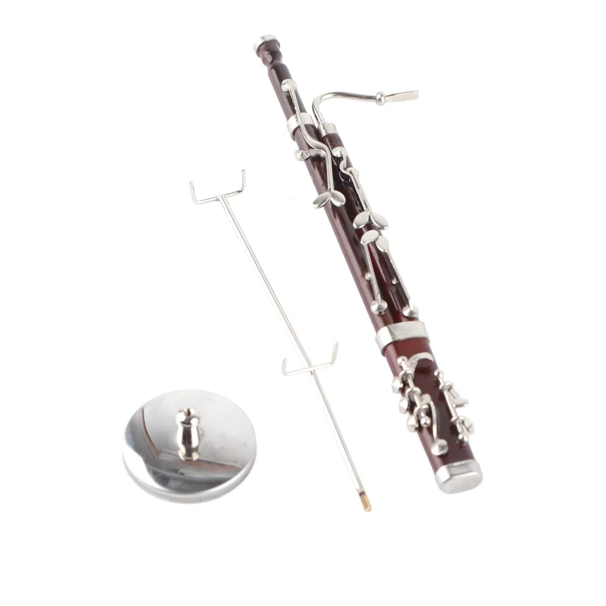 Miniatur Fagott Ornamente 17 cm Mini Fagott Modell mit Ständer und Koffer, Musikinstrument Musikalische Ornamente Miniatur Dekoration Heimdekoration