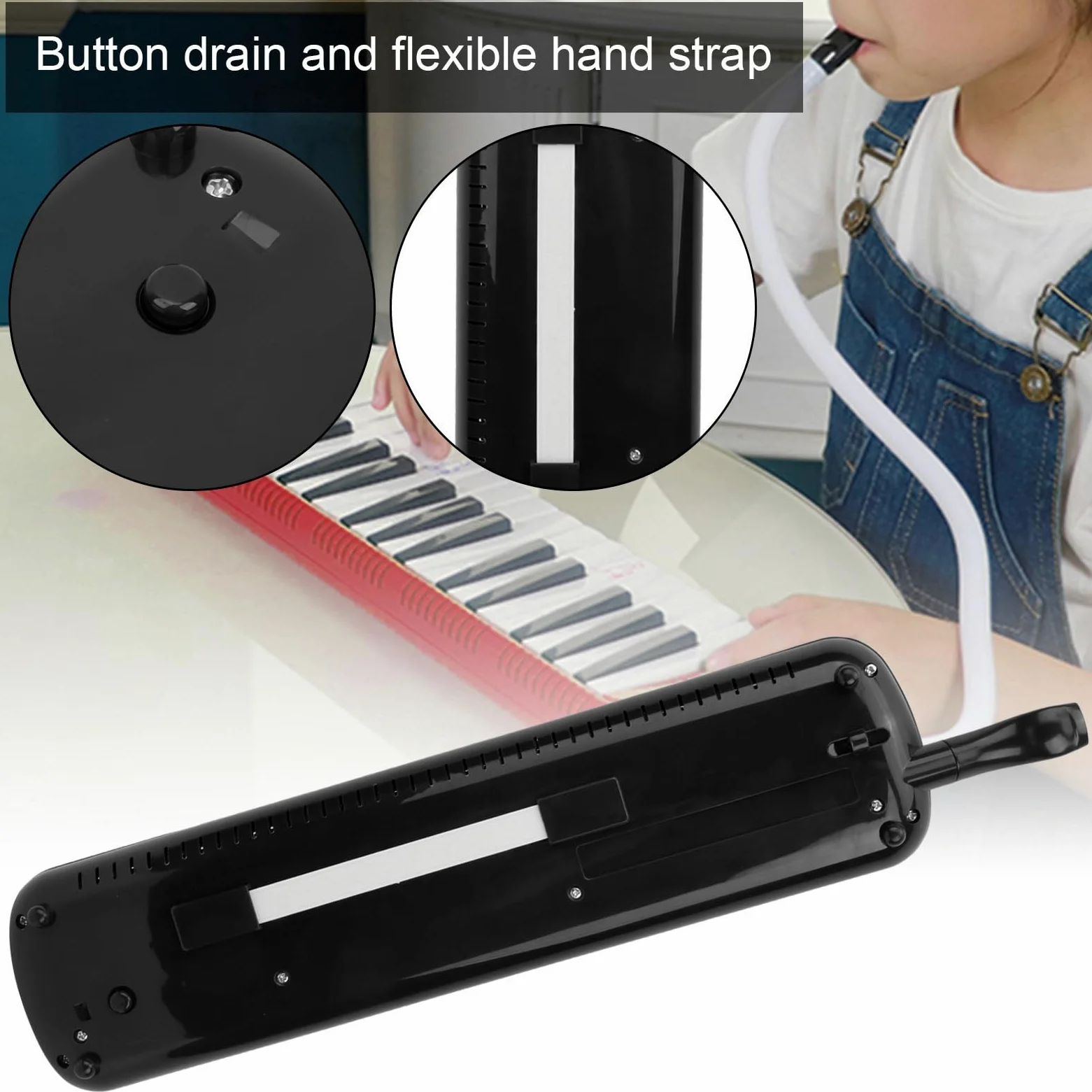 32 Tasten Melodica ABS IRIN Melodica Geeignet für Anfänger Übungstasche Blasmusikinstrument Tastatur Mundharmonika Schwarz (Schwarz)