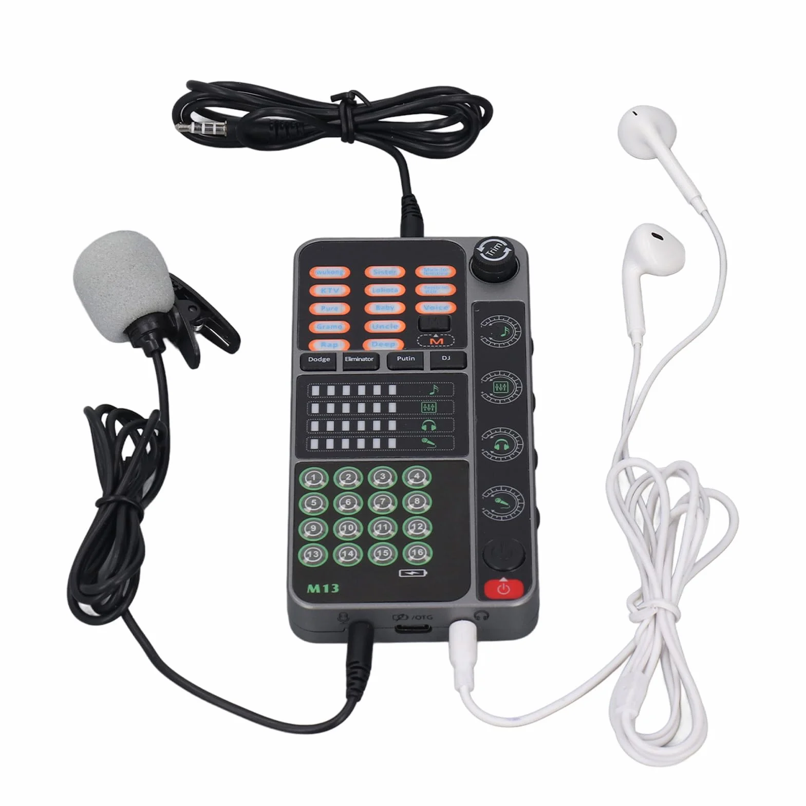 Tragbare Handheld-Sprachverzerrer, Live-Soundkarte mit Sound, Multifunktionale Effektmaschine, Sprachverzerrer mit Bluetooth für Telefon, PC, Laptops, YouTube, TikTok, NS,