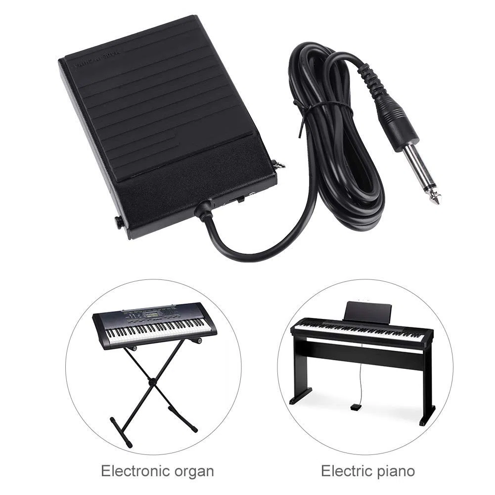 Sustain-Pedal für Keyboard, WTB004 Universelles Klavierpedal Geräuscharmes Halbpiedal Pianoaccessoire Polarisierbarer Schalter Pedal für Klavier und elektronisches Keyboard