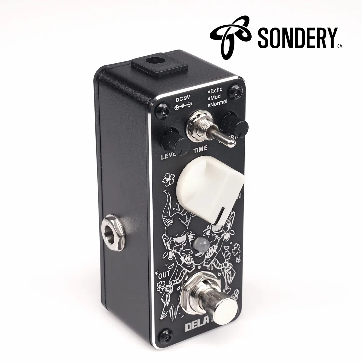 Sondery Digital Delay Gitarren effekt pedal - True Bypass, 3 Modi der Echo-Modulation und Normal - Mini-Größe mit Art-Design auf Aluminium-Hartschale oben und Diamantschliff entlang der Kante
