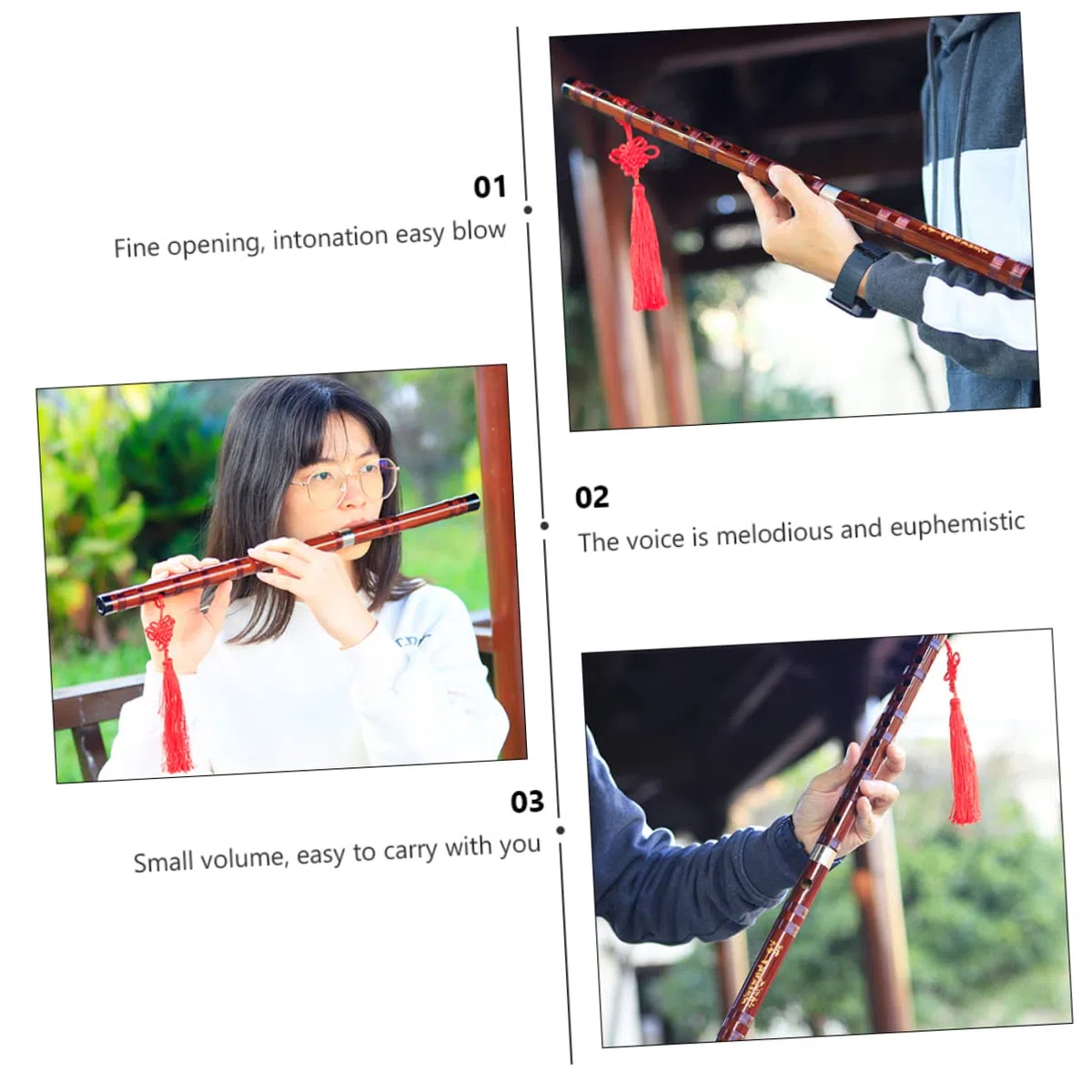 ibasenice Bambusflöte Traditionell Handgefertigt Chinesisches Musikinstrument mit Membranenschutz für Anfänger und Studenten