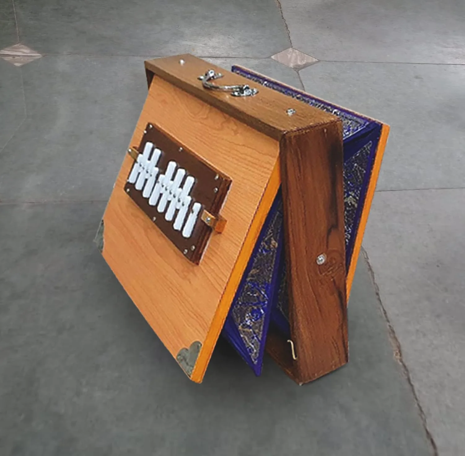 Shruti Box, groß und klein, reines Teakholz, Sur Peti mit Formtasche, natürliche Farbe, Musikinstrument, gestimmt 432 Hz und 440 Hz (hergestellt in Indien)