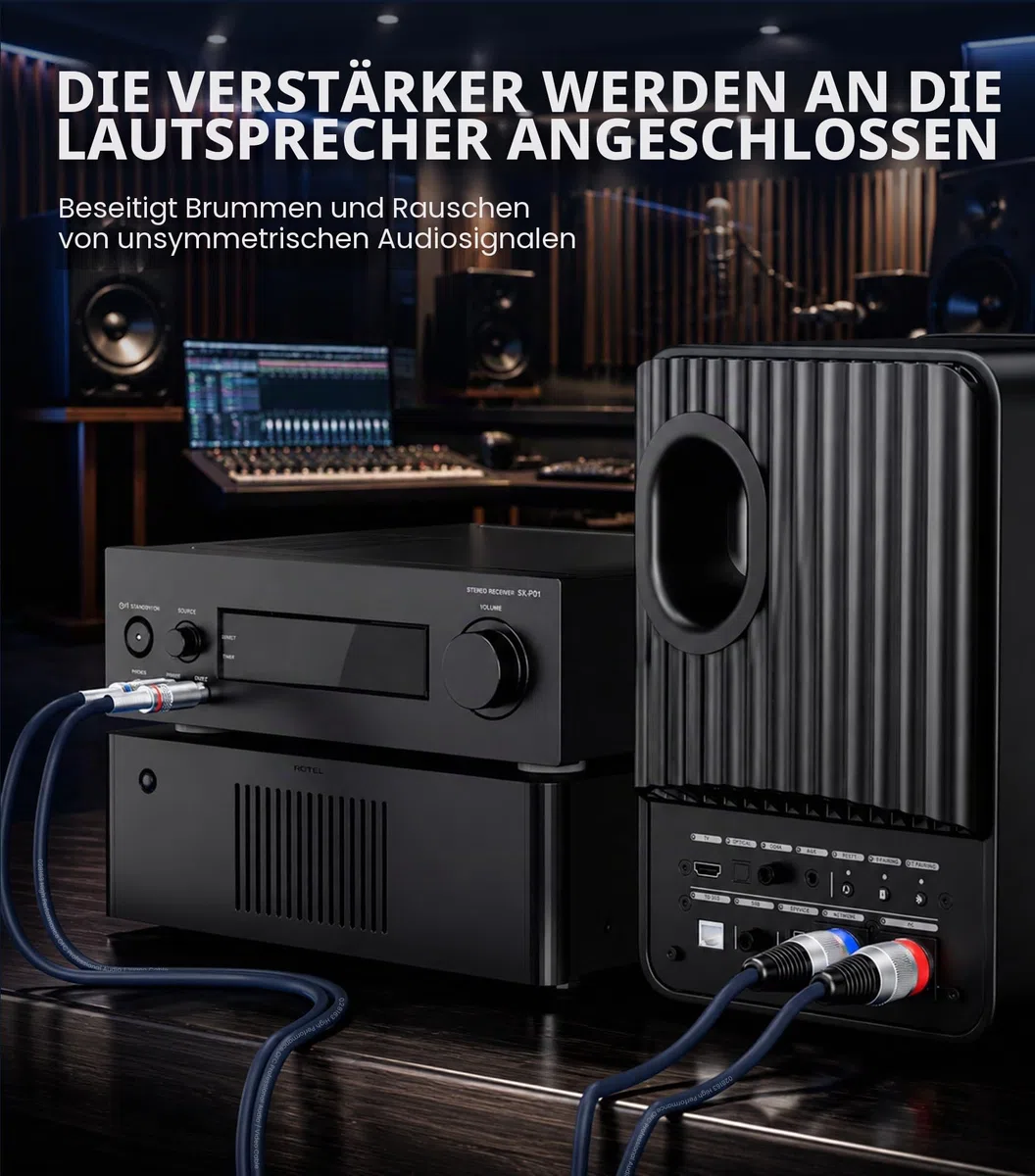 Tisino Doppelte XLR-Buchse auf Cinch-Kabel, Hochleistungskabel, 2 XLR-Buchsen auf 2 Cinch-Stecker, HiFi-Stereo-Audioverbindung, Mikrofonkabel, Drahtkabel- 3m