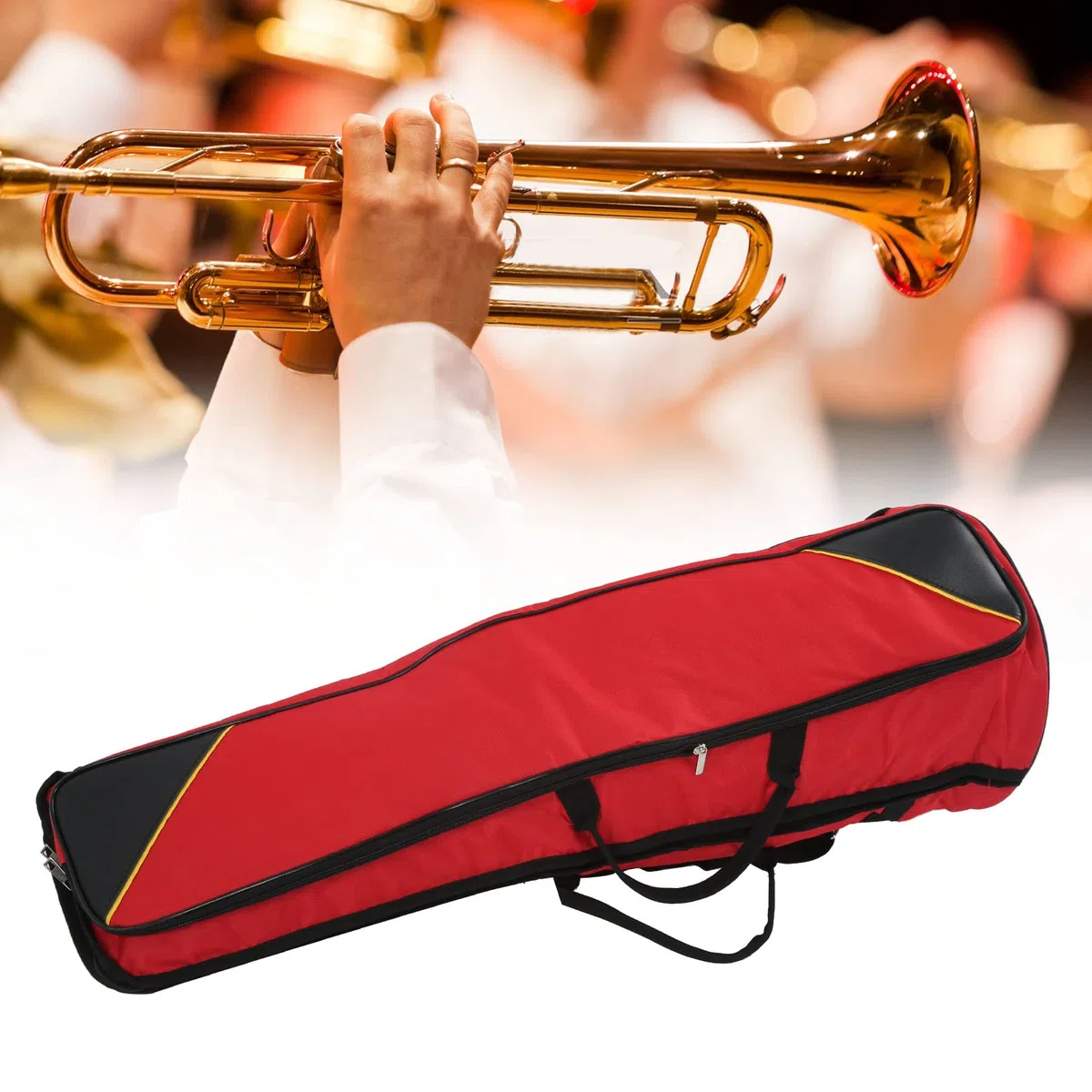 Oxford Stoff Tenorposaune Posaune Custodia Morbida Posaune in FA-Tasche, Posaune, Gigbag, Tragetasche, Rucksack, Musikinstrumenten Zubehör (Rot)
