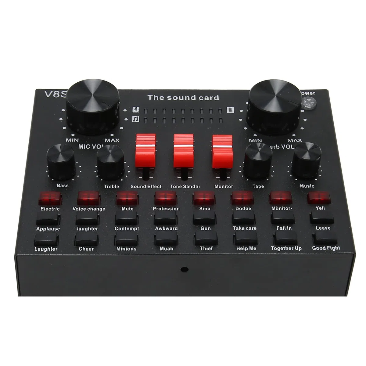 V8S Live Sound Card, 16 Soundeffekte, 8 Lustige Modi, Verbindung, Knaufanpassung, Lichtdesign, für Live, Karaoke (SUPYINIbo2qr9ci3m-11)