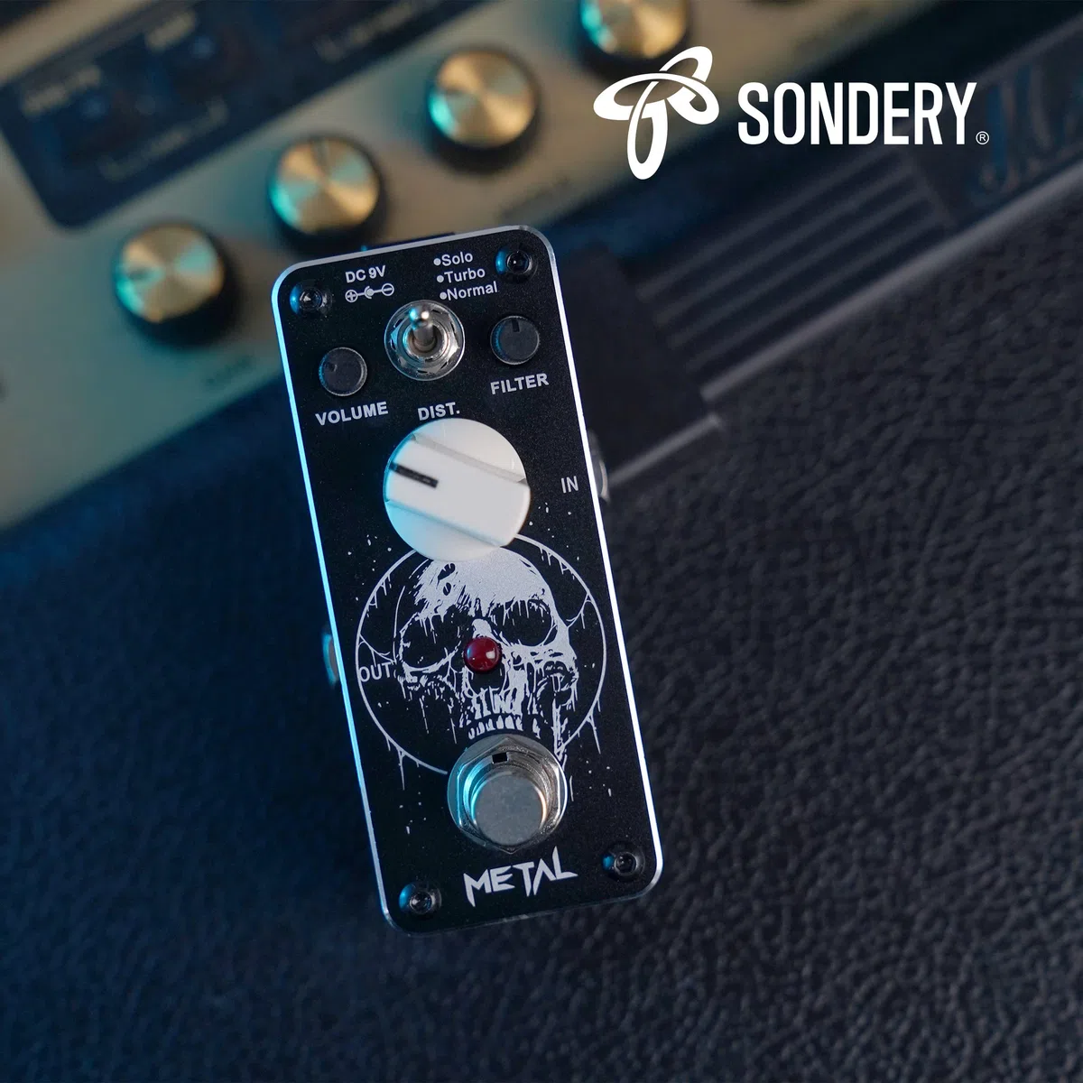 Sondery Metal Distortion Pedal für E-Gitarre, 3 Modi von Solo Turbo und Normal, Mini Effektpedal True Bypass, Art Design Series