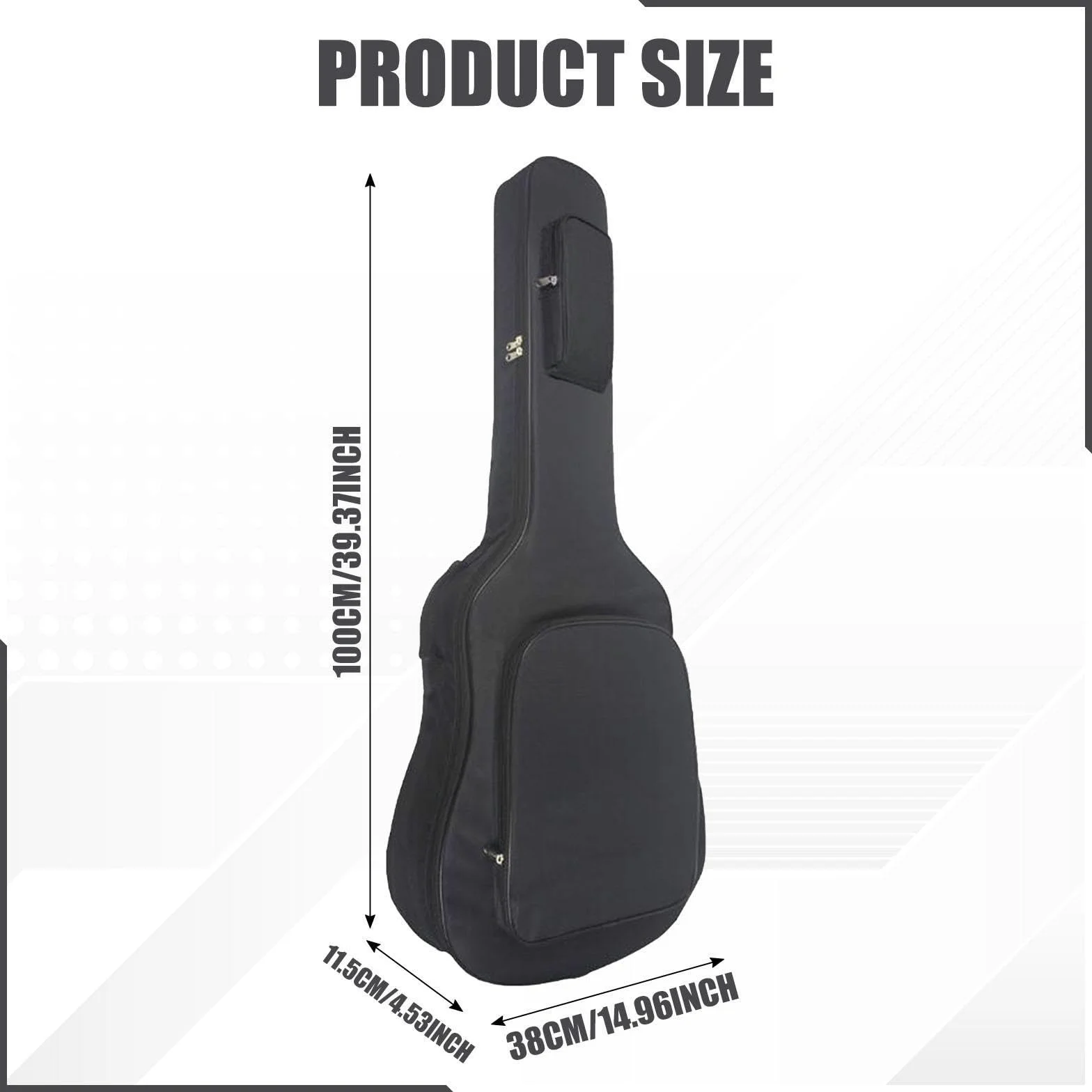 perfeclan 36 38 Zoll Gitarrentasche Gigbag Schutz Tragbar Staubdicht mit Rucksackgurt Wasserdicht Oxford Große Tasche Gepolsterte Polsterung- 100x38x11,5 cm - Für Akustikgitarren