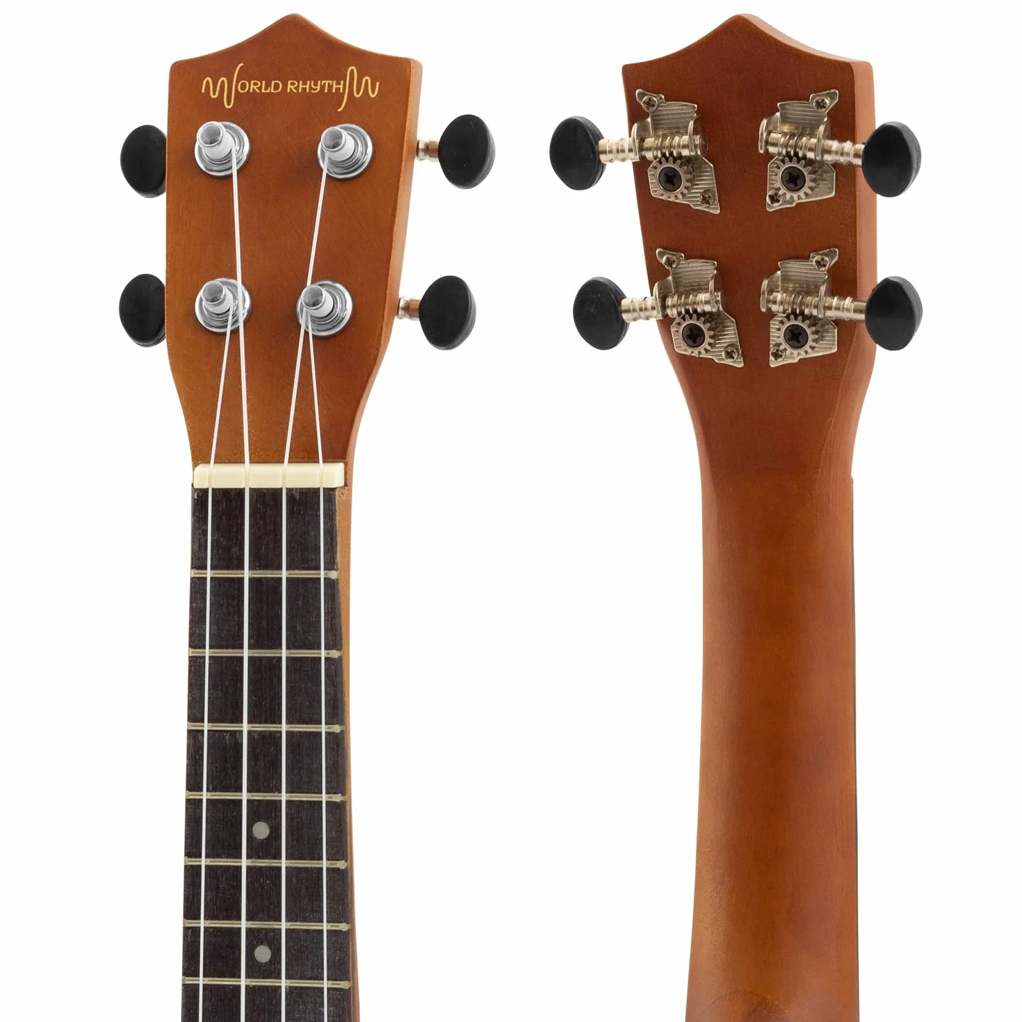 World Rhythm Sopran-Ukulele für Anfänger, natürliches Finish, mit Gigbag, Ersatz-Ukulele-Saiten und Filz-Plektrum, natur, WR-302