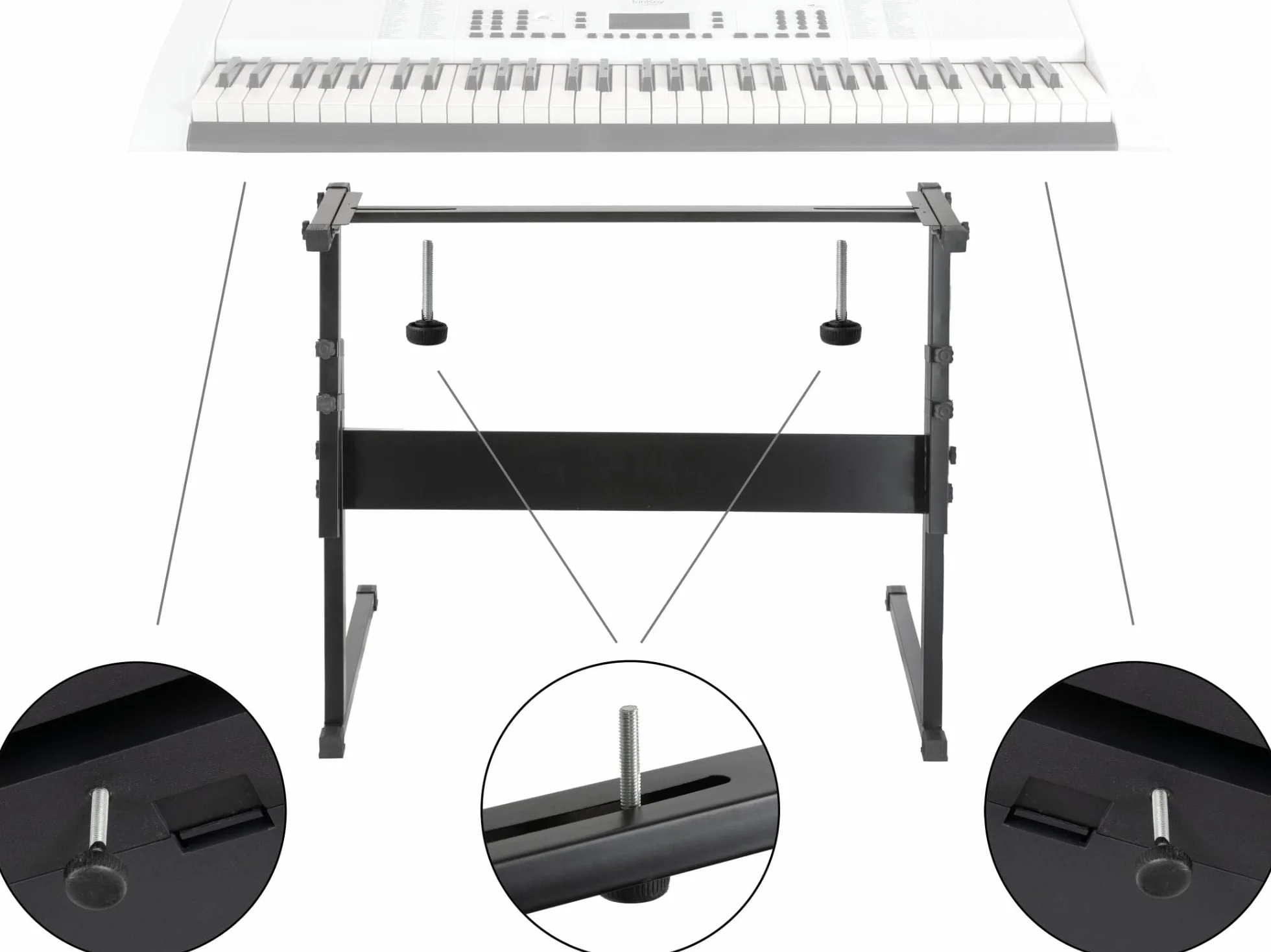 McGrey Z-Keyboardständer - Ergonomische Drehschrauben - Exakte Positionierung möglich dank integrierter Messskala - Höhenverstellbar von 55 - 83 cm - Gummierte Füße, um Kratzer im Boden zu vermeiden