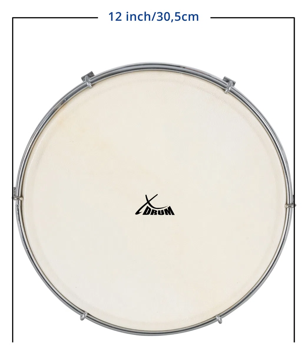 XDrum HTM-12S 12" Handtrommel mit Natur-Fell 3x Set - Rahmentrommel mit Naturfell - Stimmbar mit 6 Spannhaken - Holzrahmen aus Ahorn - Ergonomischer Griff - Natur