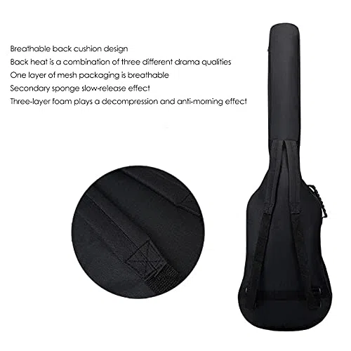 Elektrische Tasche für Bassgitarre, gepolsterte Transporttasche, weiche Tasche, 5 mm Polsterung, leicht und wasserdicht, Schwarz