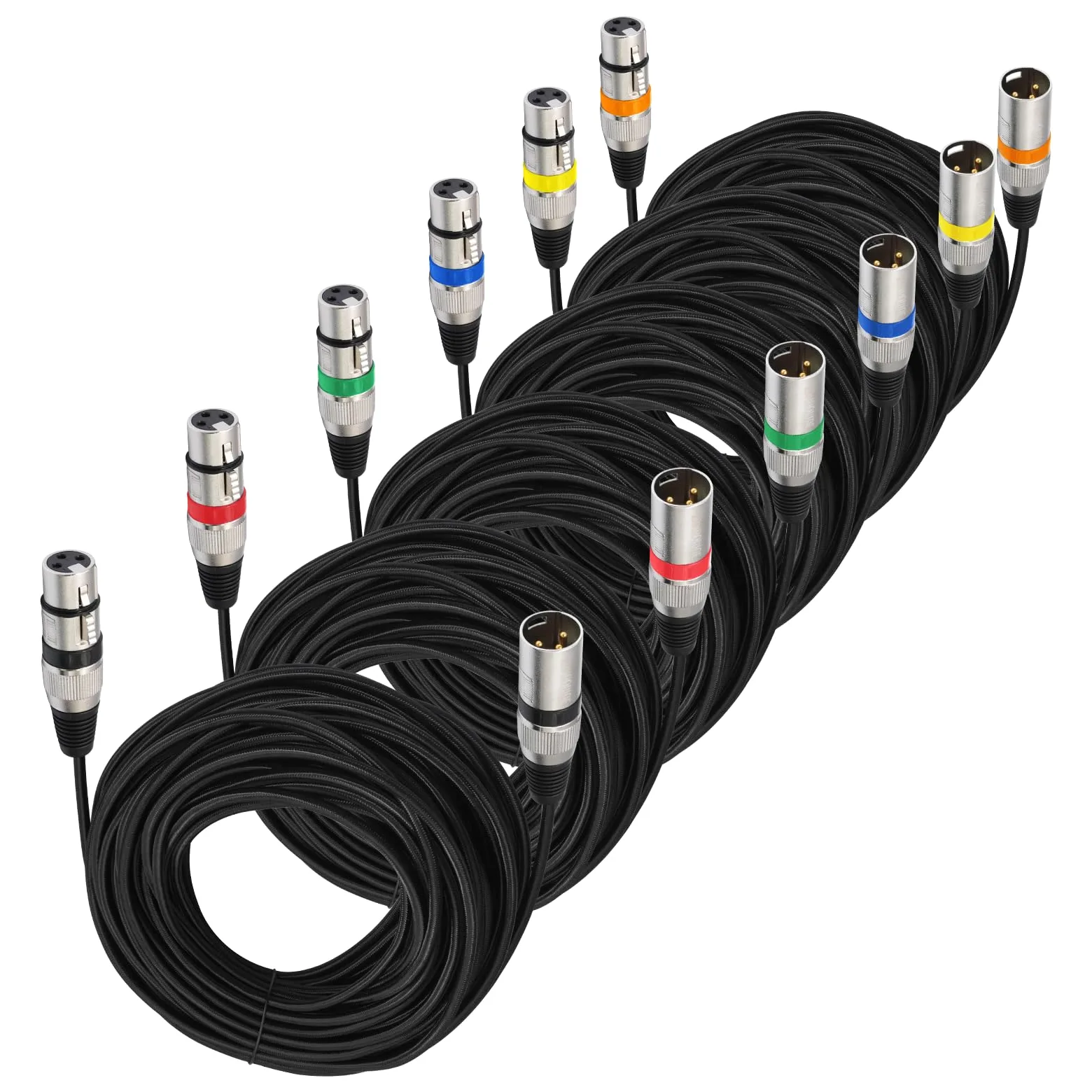 XLR Mikrofonkabel, Nylongeflecht Premium Symmetrisches XLR Kabel, 3 Pin DMX Microphone Connection Cable Stecker auf Buchse DMX Mikrofonkabel mit Vorverstärkern/Lautsprechersystemen (1M 6Pack)