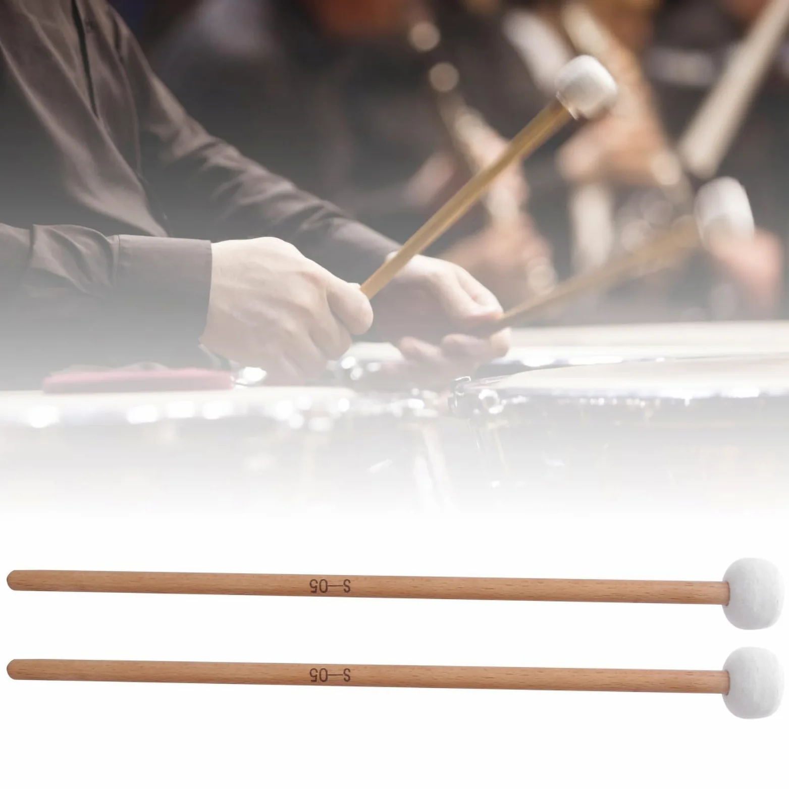 Drum Mallets Sticks 2Pet Mallet Percussion Drum Mallet Hammer fieltro blanco Timpani - Accesorios para instrumentos musicales