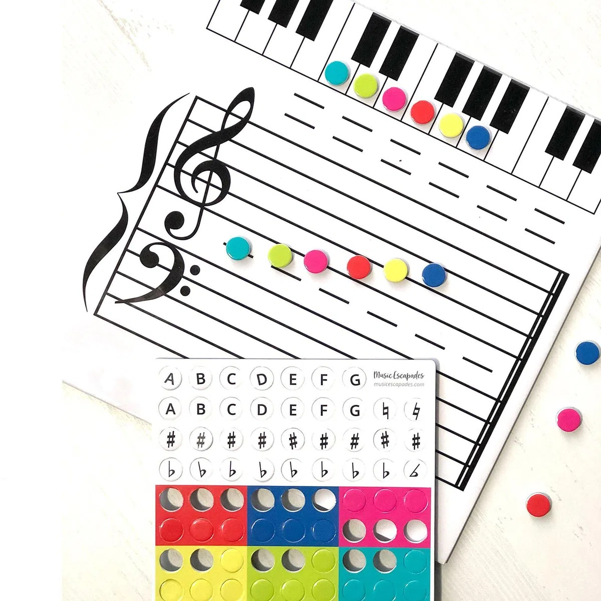 SWNY Music Staff Magnetisch, trocken abwischbar Music Staff Lap Whiteboard, löschbare Tafel, Flexibles und langlebiges Whiteboard, 9,84 x 9,84 Zoll