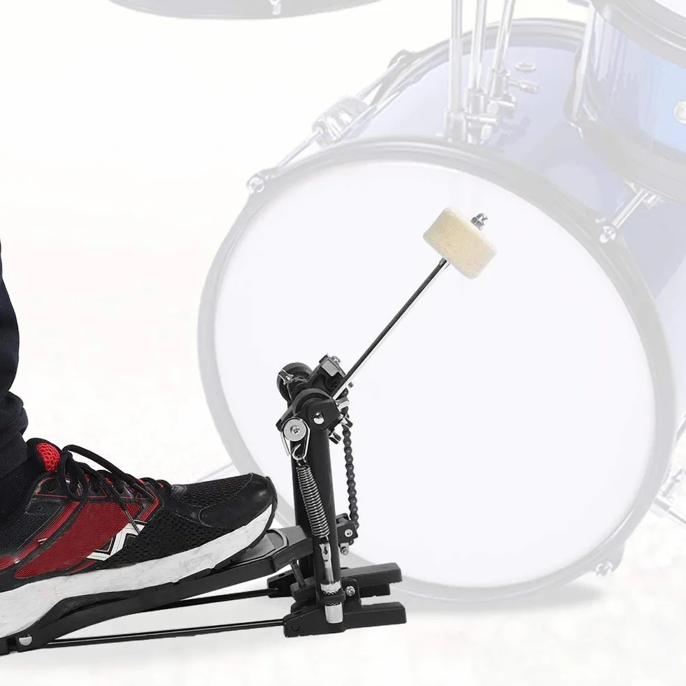 Bass Drum Kick, Black Drums Set Fußpedal Single Bass Dual Pedal Fußkick Percussion Chain Drive Drum Set Zubehör