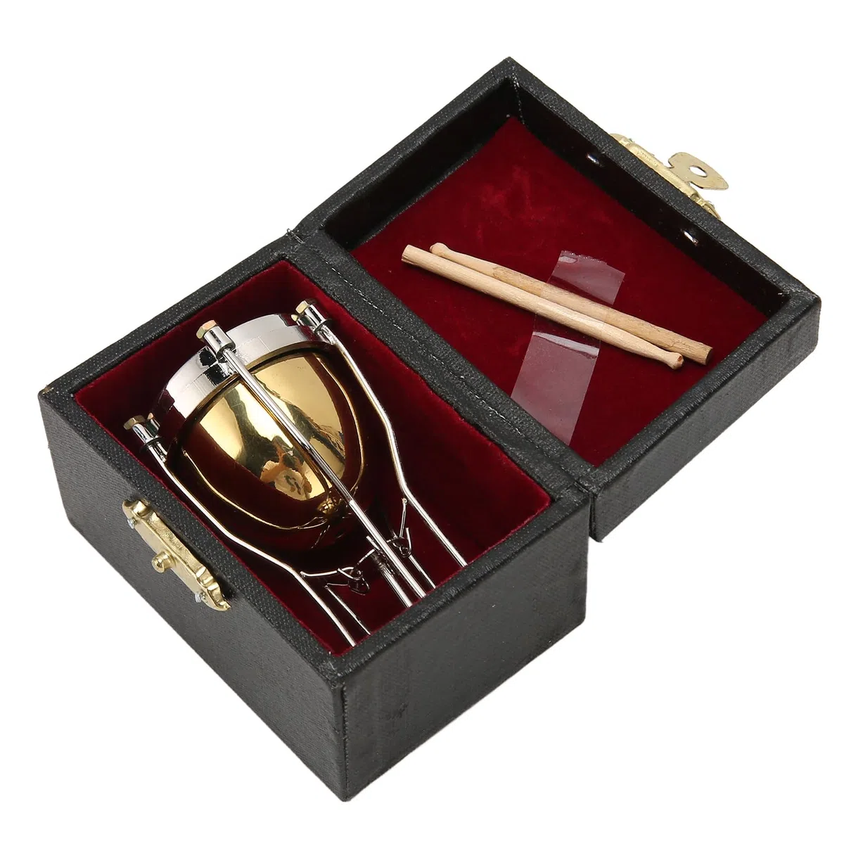 Miniatur -Timpani -Modell exquisite Kupfer paupani Ornament Dekoratives Stück für Abschlussgeburtstag Weihnachtsmusikliebhaber Kupfer Composite Holz 4 x 4 x 6,2 cm
