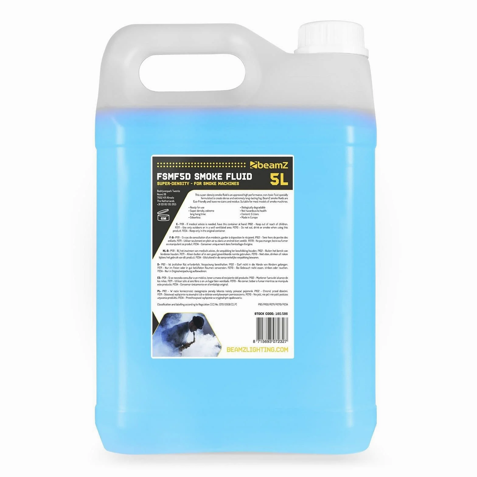 BeamZ Nebelfluid 5 Liter - Universelles wasserbasiertes und sicheres, ultrakonzentriertes Nebelfluid