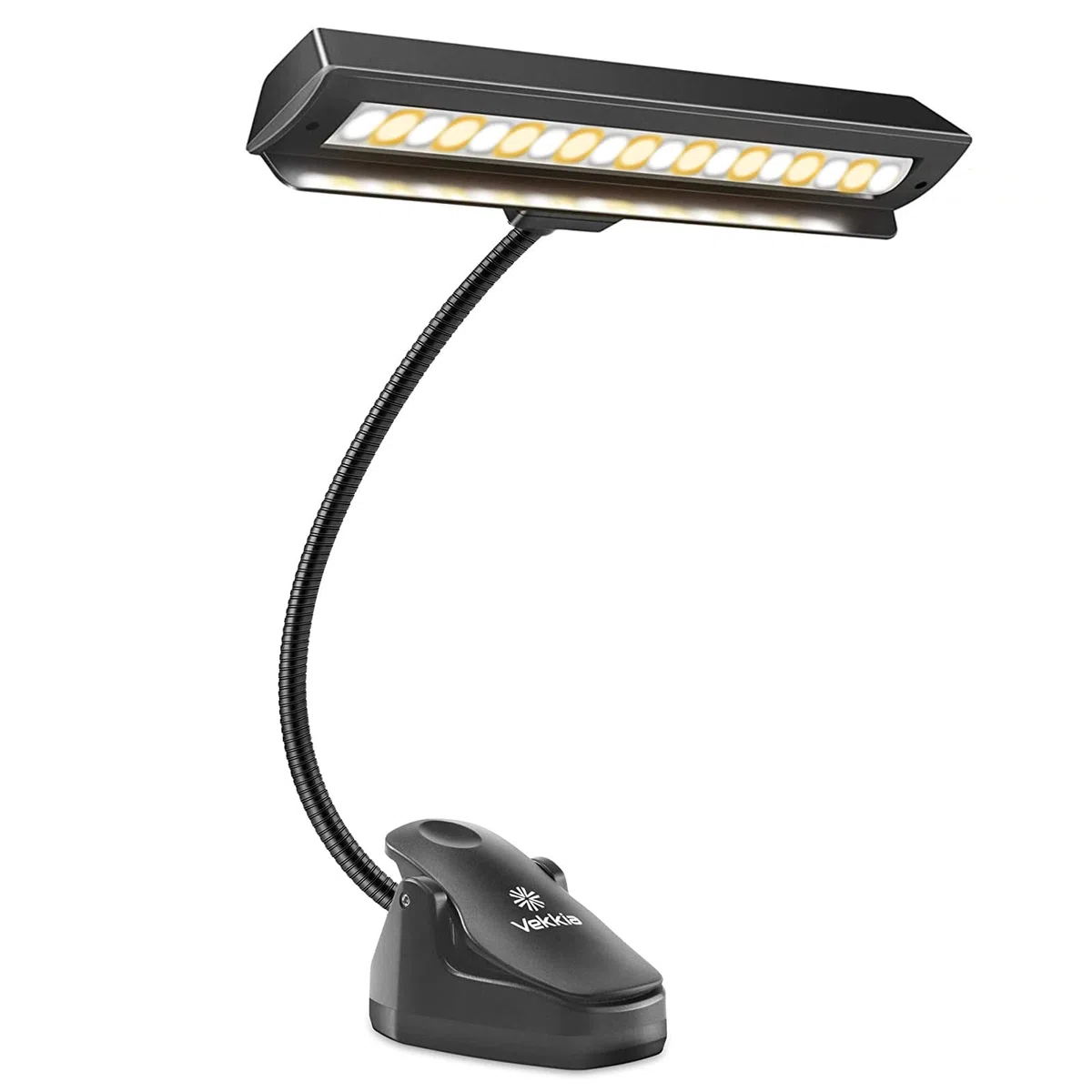 Vekkia Professioneller Notenständer Licht, Notenpultleuchte mit 19 LEDs, Lampe für Notenständer zum Aufklemmen auf Orchester-Klavieren, 9 Stufen Dimmbar, Wiederaufladbar，Perfekt für Klavier, Orchester
