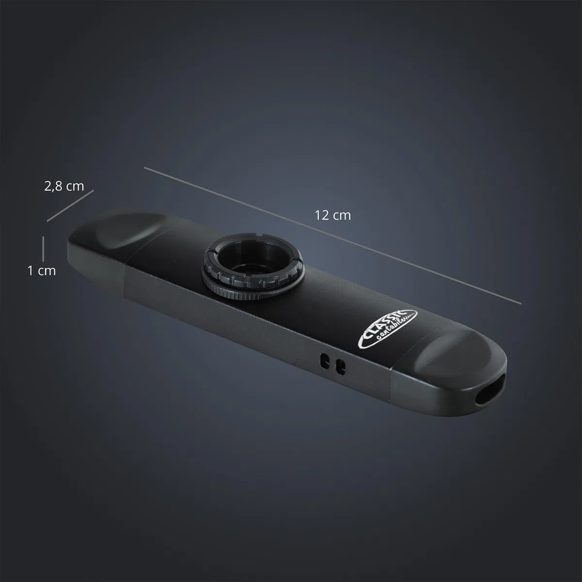 Classic Cantabile KAE1 E-Kazoo - elektrisches Instrument aus Aluminium in schwarz - mit Tonabnehmer, 2 Mundstücken, Membran-Regler, 5 Ersatzmembranen & 3m Kabel - für Bühne, Studio & kreative Sounds