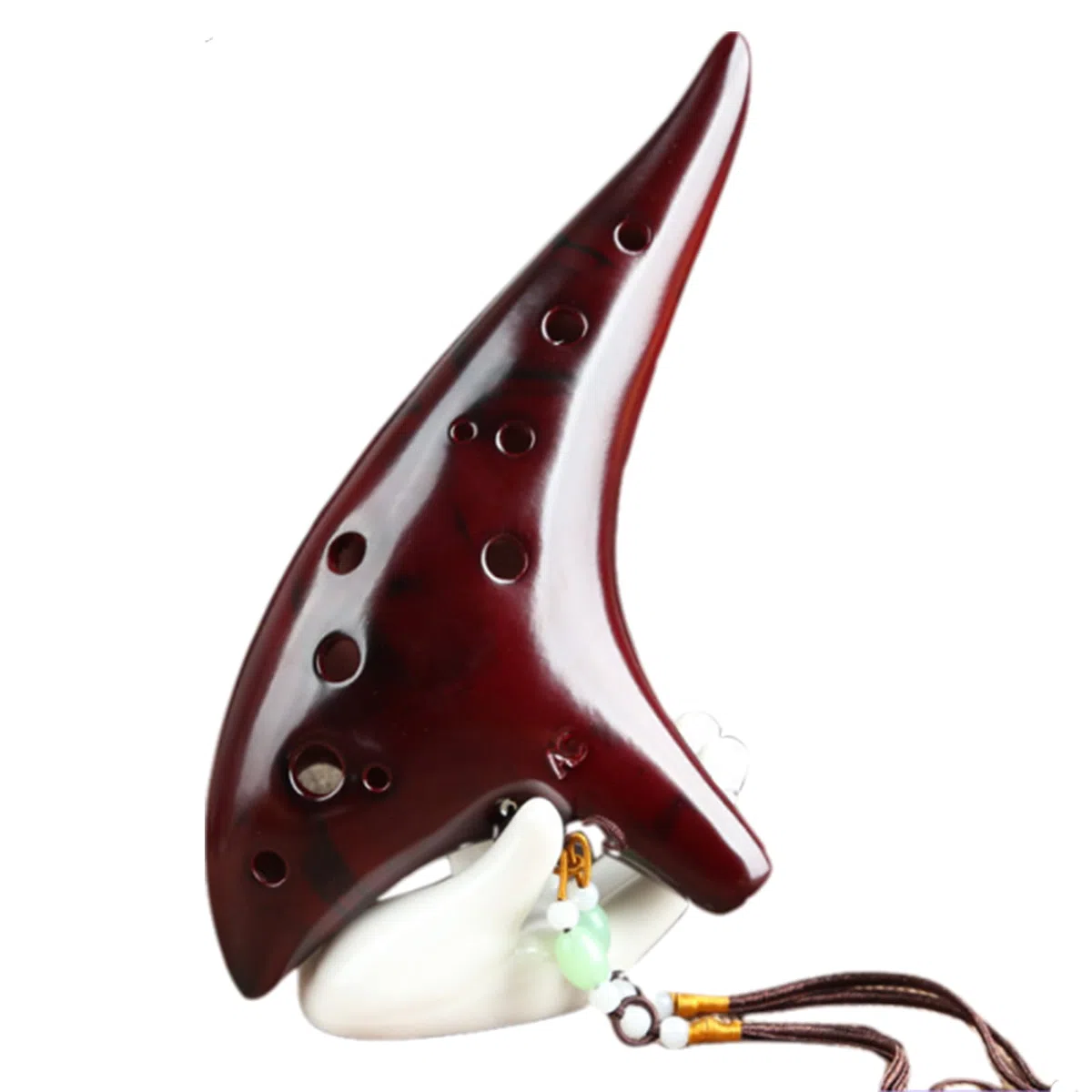 Ocarina 12 Loch Alto C Smokey Straw Gefeuerte Keramik Okarina mit Liederbuch für Anfänger, Geschenkidee (Rotbraun)