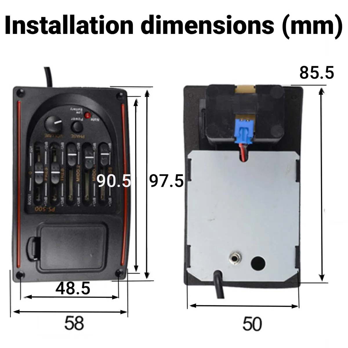 EQ Gitarren-Equalizer PS-500 5-Band-Equalizer Akustikgitarren-Equalizer-Tuner Digitaler Tonabnehmer für Akustikgitarre Zubehör für Musikinstrumente