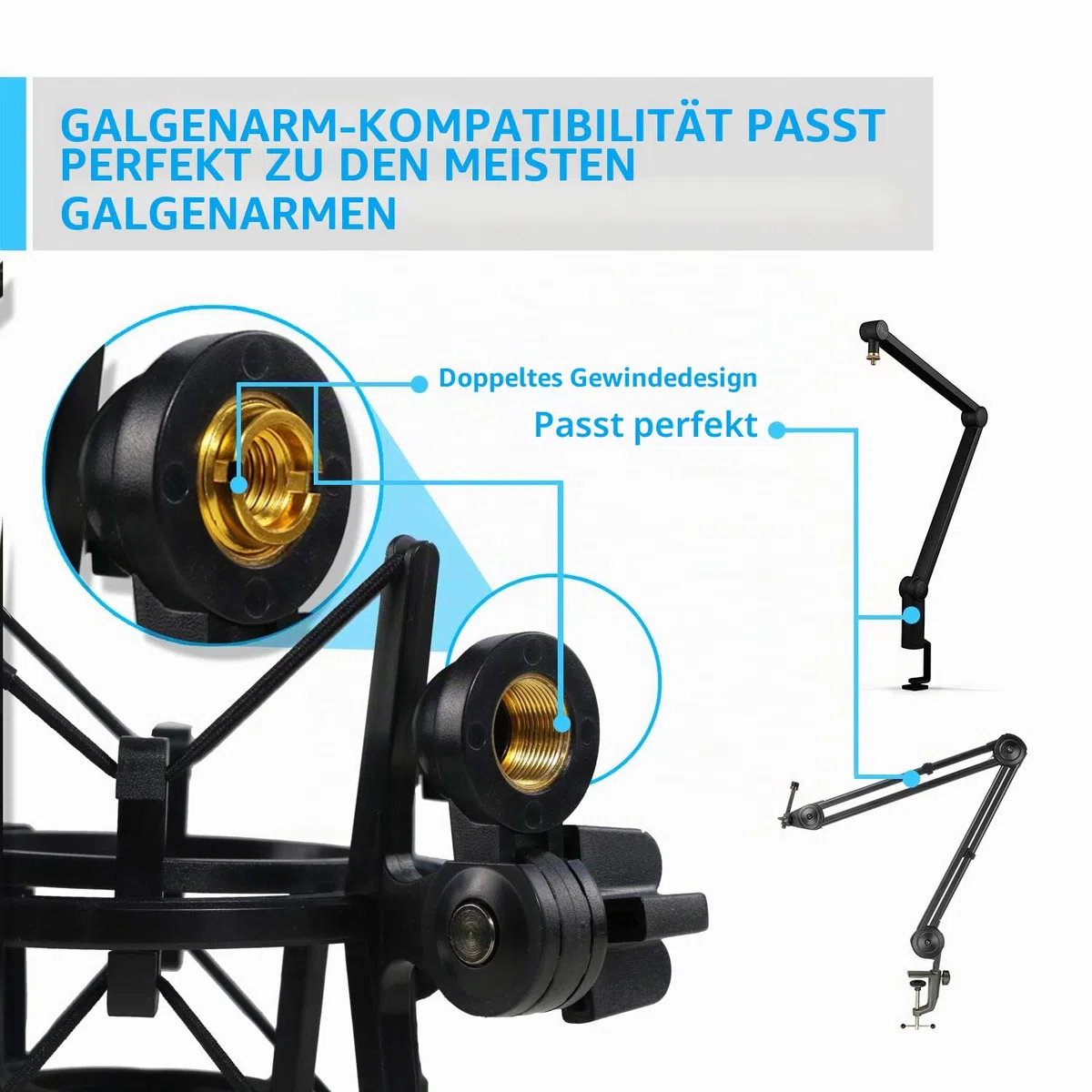 AT2020 Mikrofonspinne mit Popschutz, Windschutz und Shockmount zur Reduzierung von Vibrations für AT2020USB+ Condenser Mic von YOUSHARES