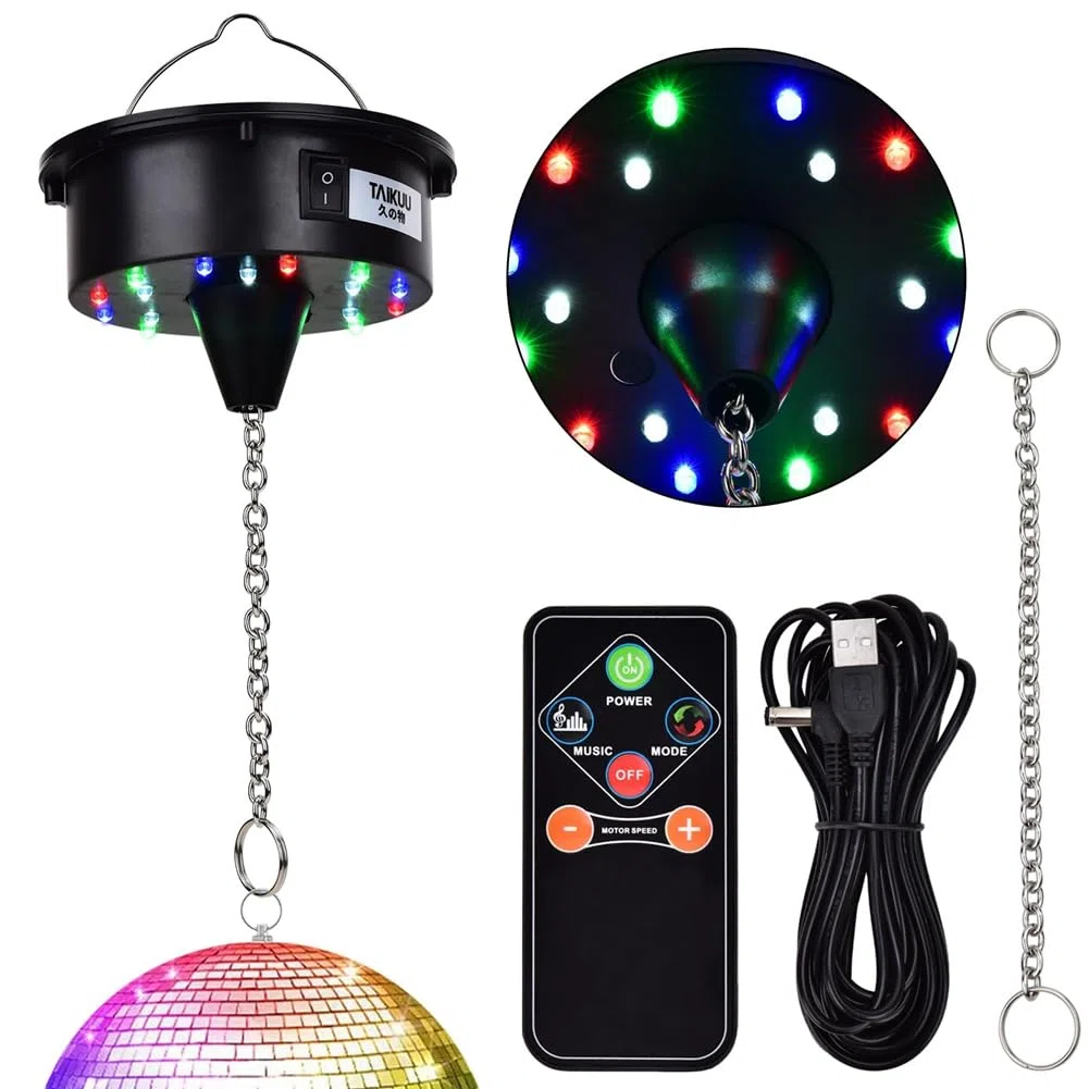 Diskokugel-Motorlichter mit Fernbedienung, 3-15 Min Einstellbarer Spinner, 18 LEDs für 8 10 12 16 20 24 Duty Spiegelkugelmotor