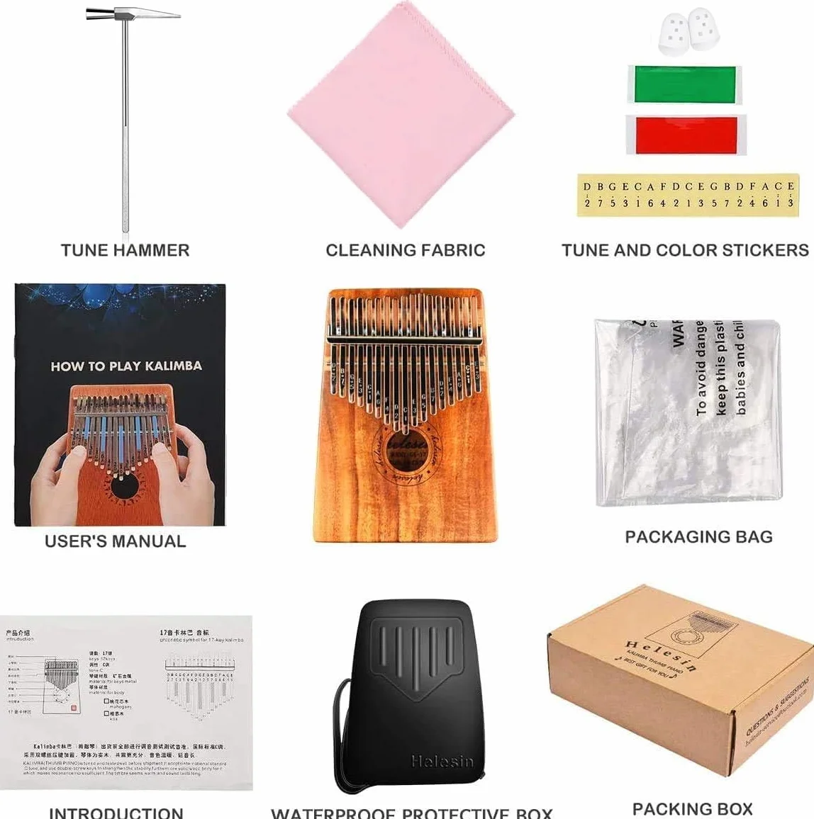 Kalimba 17 Schlüssel, Daumenklavier Kalimba Thumb Piano Finger Solide Instrument mit Wasserdichte Schutzbox, Professionelle Thumb Piano für Kinder, Erwachsene und Musikliebhaber