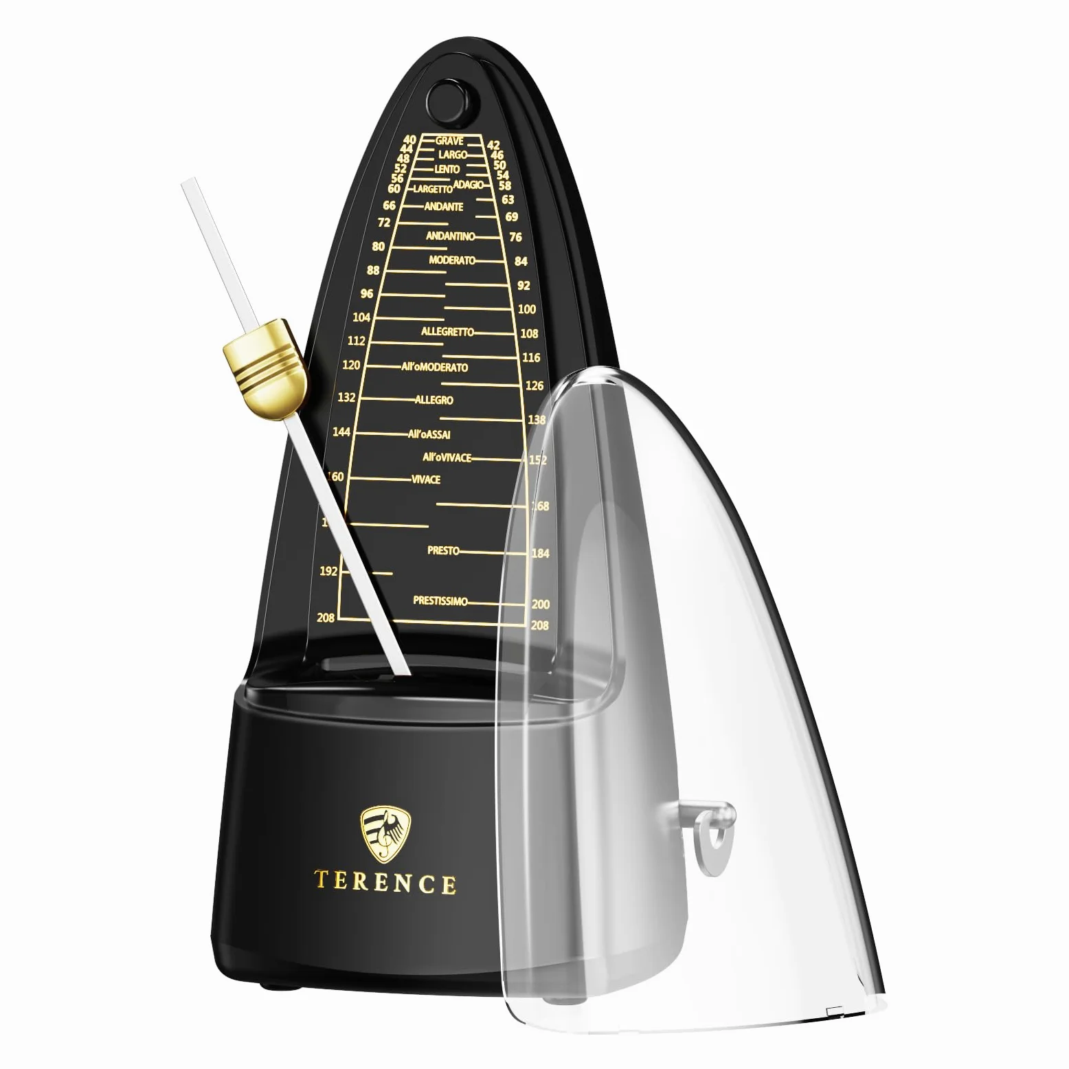 TERENCE Metronom Hochpräzises mechanisches Metronom mit akzentuierter Glocke, genaue Zeit, langlebig für Klavier, Violine, Batterie, Bass, Gitarre, als Geschenk geeignet, schwarz