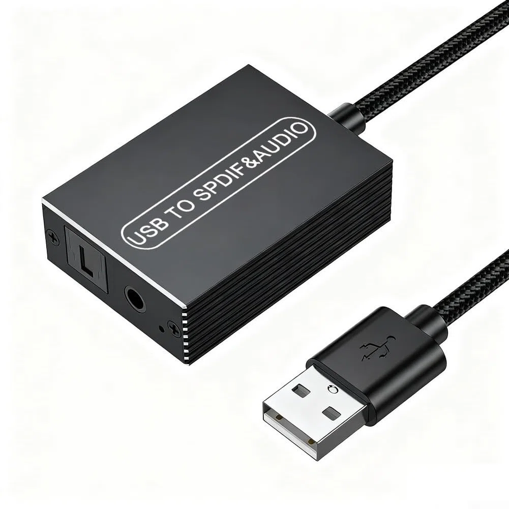 USB-Audio-Konverter auf 3,5 mm und optischen Ausgang, unterstützt PC-Audio-Geräte, kompaktes Aluminium-Legierungs-Design für zuverlässige Klangübertragung (0,2 Meter)