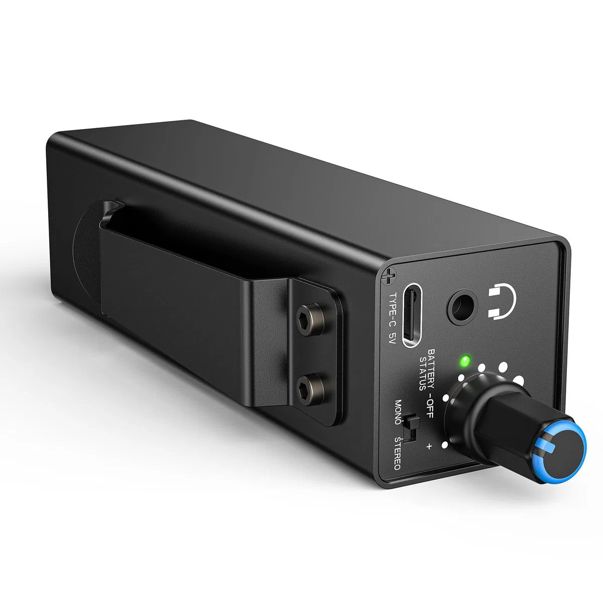 LEKATO In-Ear Monitor Verstärker, Stereo/Mono Schalter, XLR/TRS Eingang, 3,5mm Ausgang, Clip-on In-Ear Wiederaufladbarer Tragbarer Kopfhörerverstärker