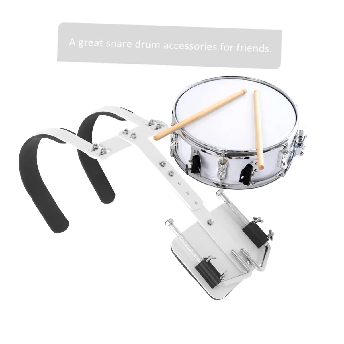 Marschtrommel für Erwachsene mit Verstellbarem Aluminiumlegierungs Stützzubehör Weißer Snare Drum Träger für Einfachen Transport und Praktischen Einsatz