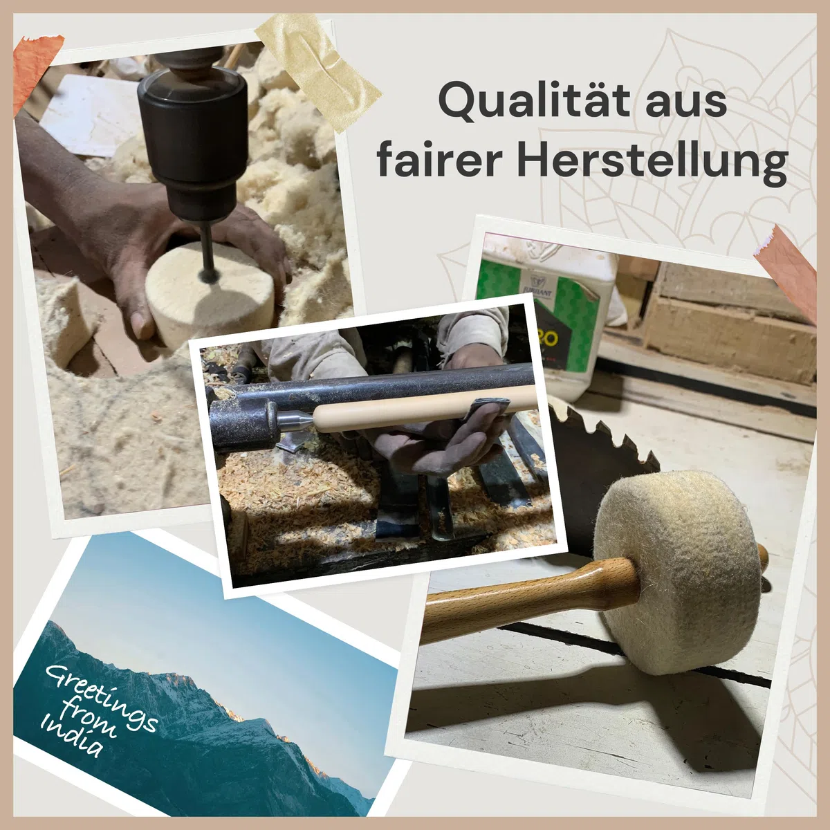 Schlägel/Klöppel mit hartem Filzkopf Ø 3 zum Anschlagen von Klangschalen und Gongs. 23 cm langer Stiel aus natürlichem Rosenholz. Fertigung ohne Schraube. Für professionelle Ansprüche.