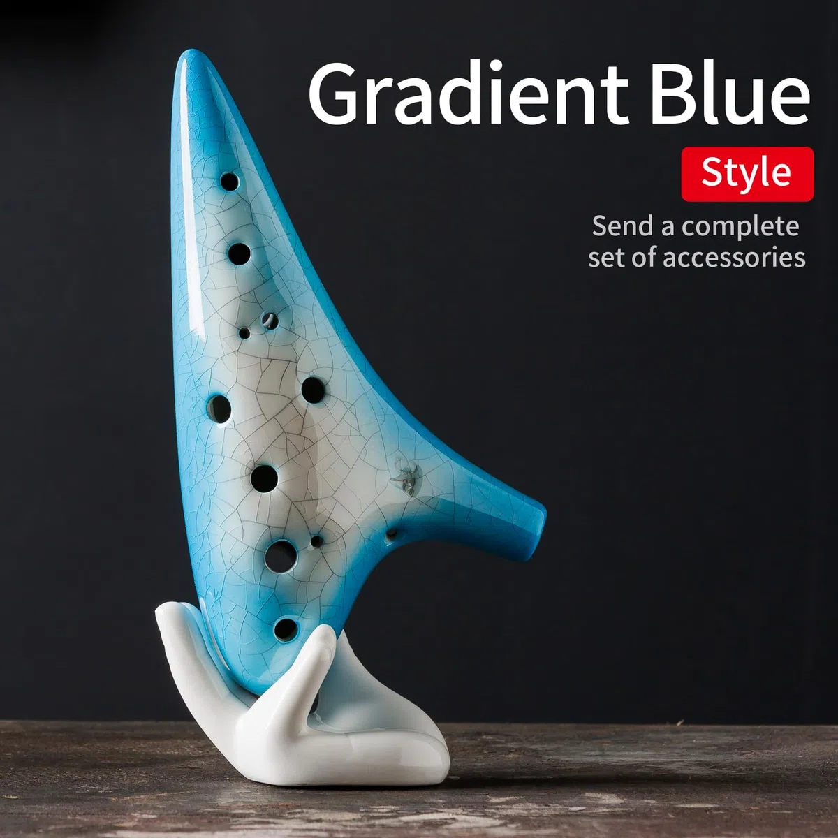 AFE 12 Loch Alto C Okarina Keramik Ocarina mit einer schützenden Tasche und Songbooks Gradient Blue